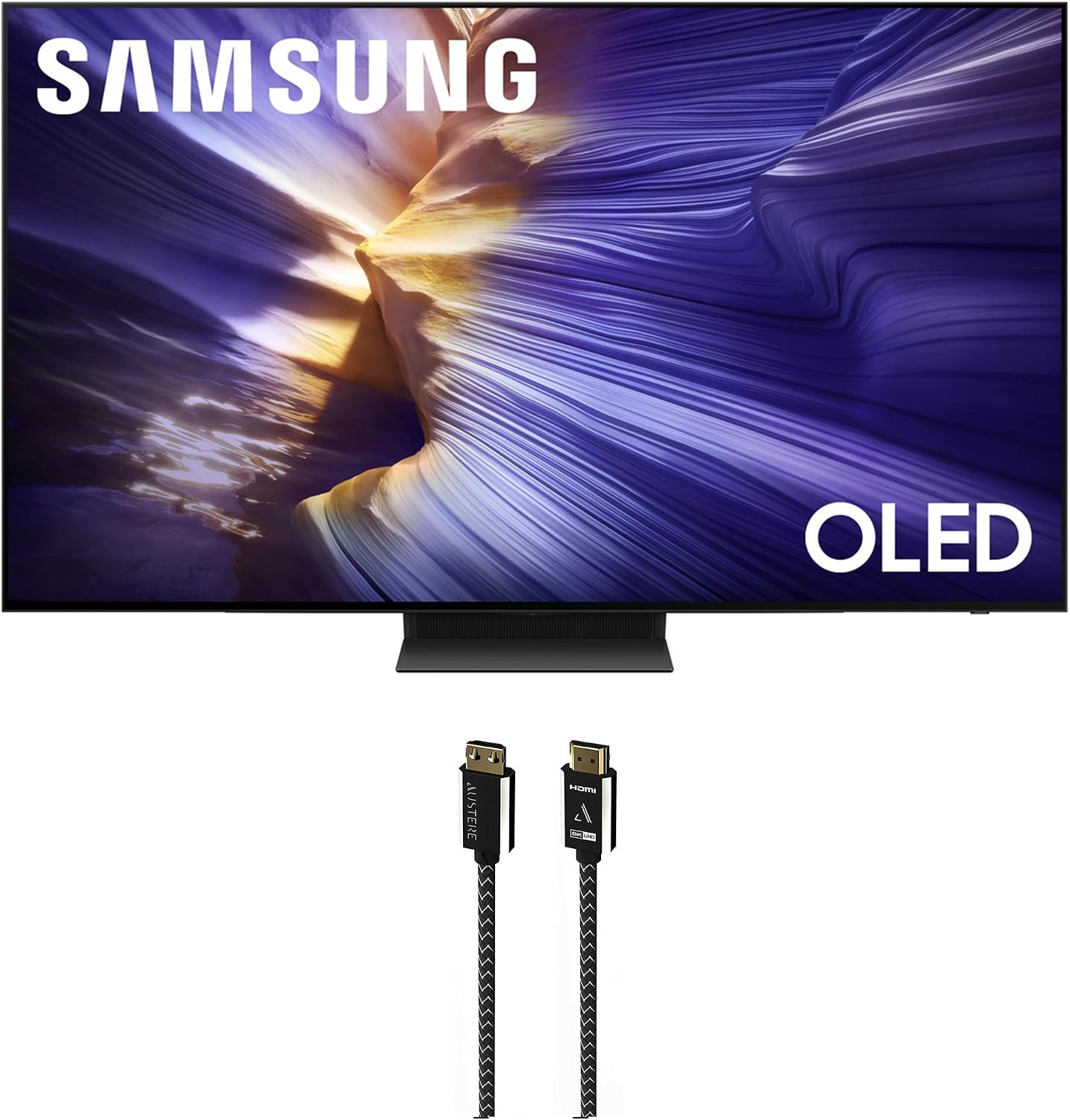 Samsung QN48S90FAEXZA 48 Inch 4K OLED Smart TV with an Austere 7S-8KHD2-2.5M VII Series 2.5m Premium Braided 8K HDMI Cable (2025)