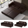 93.7' King Size Sleeper Sofa Bed, Pull Out Sofa Bed, Faux Leather Upholstery, 3 in 1 Convertible Sleeper Couch, Chaise Lounge, Retro Recliner for Living Room, Office, Apartment, Dark Brown