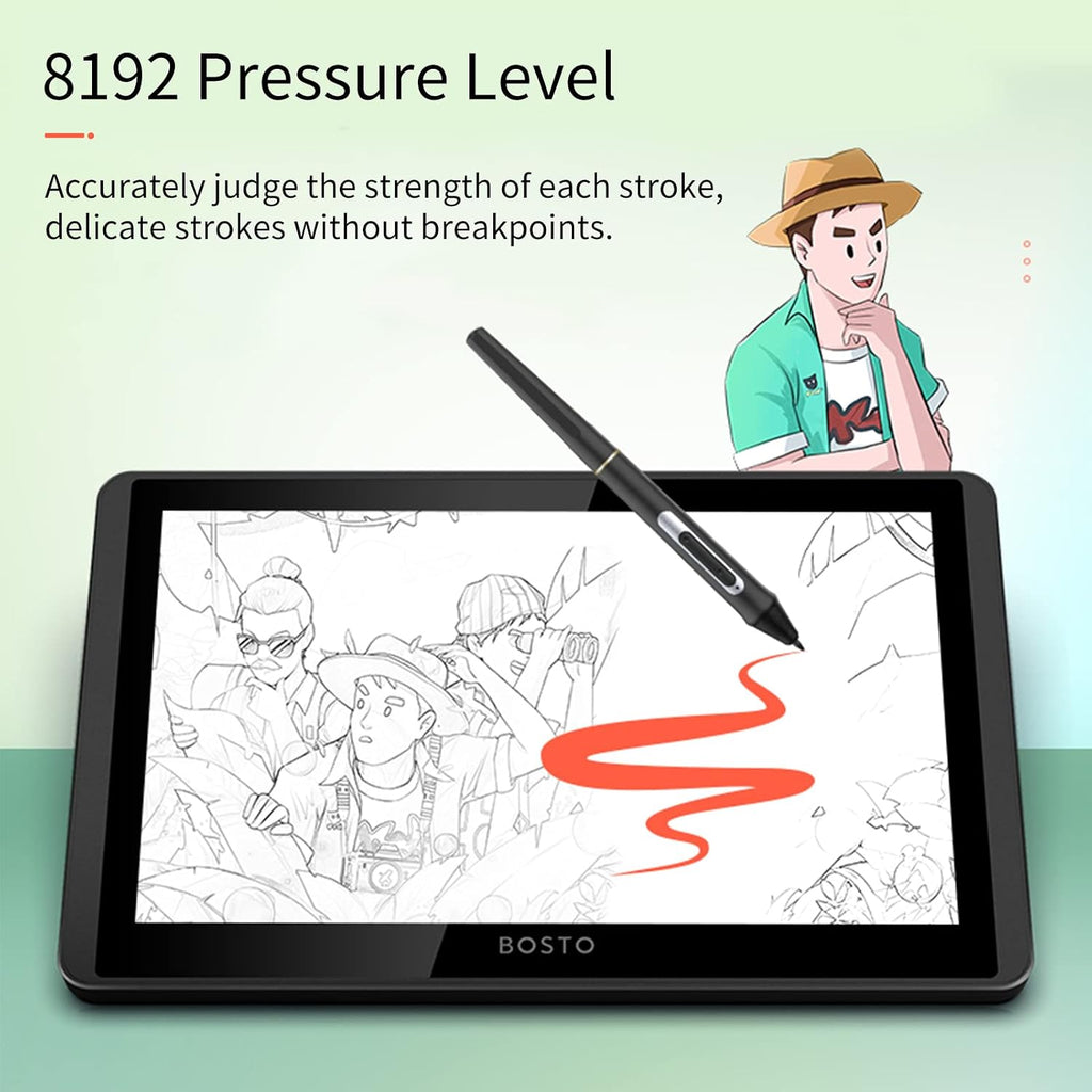 ZJchao LCD Graphics Drawing Tablet Monitor 11.6 Inch Screen 1366x768 Resolution 8192 Pressure Levels Passive Technology Tilt Function Support USB Powered Low Consumption Drawing Pad