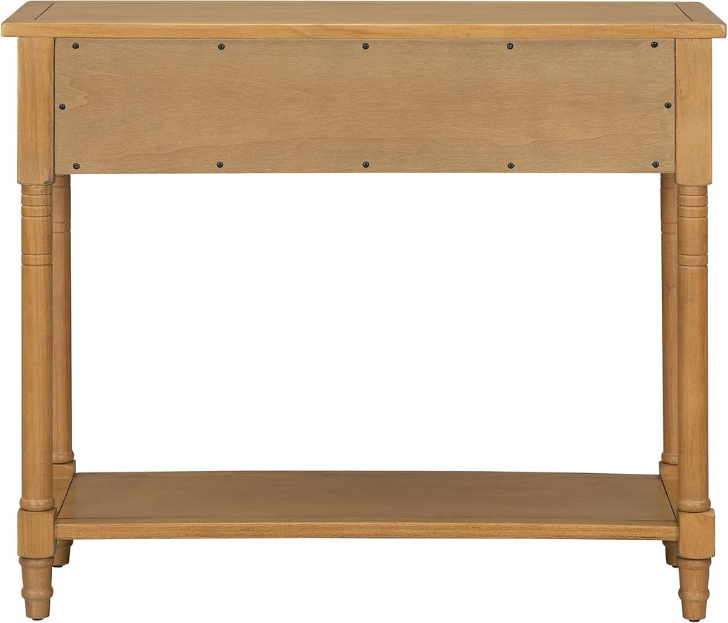 Knocbel Antique Entry Console Table with 2 Drawers & Bottom Open Shelf, Wood Sofa Tables for Entryway Hallway Living Room, 35.34' W x 13.8' D x 30.25' H, Natural
