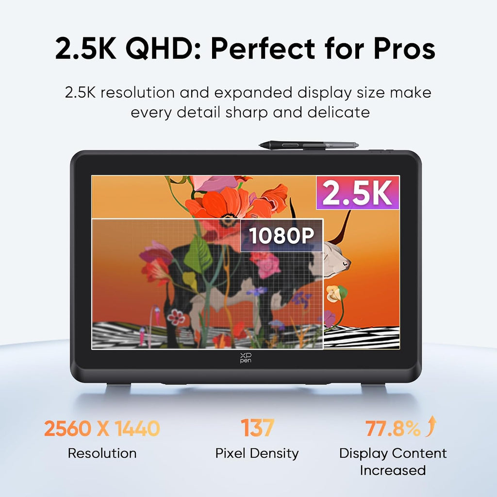 XPPen Artist Pro 22 Gen2 2.5K QHD Drawing Tablet with Screen, 16384 Pen Pressure Stylus Graphic Tablet with Wireless Keydial, 99% Adobe RGB, △E<1, ADS-IPS Pen Display with Full Laminated Screen 21.5'