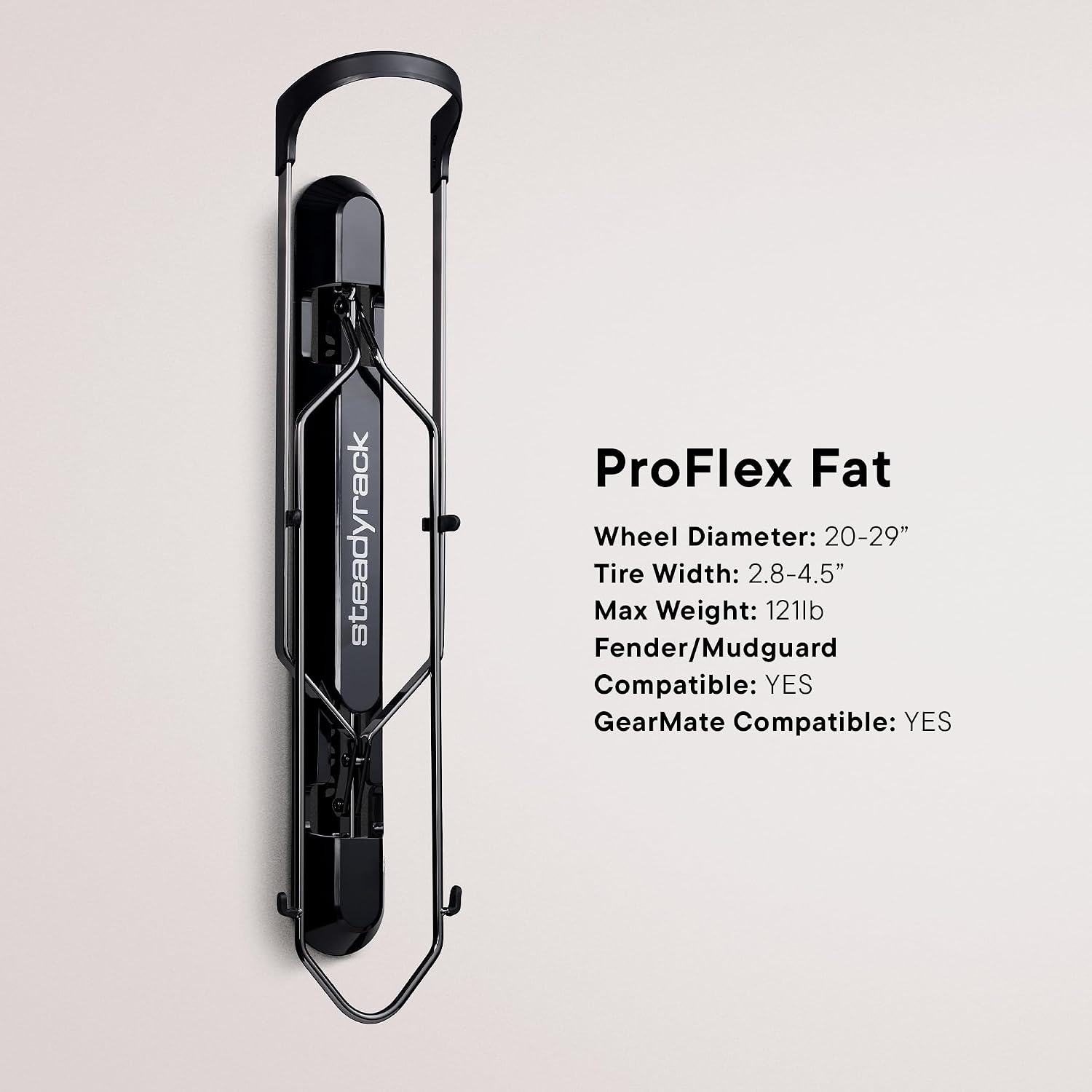 Steadyrack Proflex Fat Bike Rack - Vertical Wall Mount Bike Storage for Home - Roll-in Roll-Out System - Space-Saving Pivot – Fits Fat, Plus, Cruisers, Fender - Includes GearMate SteadySpine - 2 Pack
