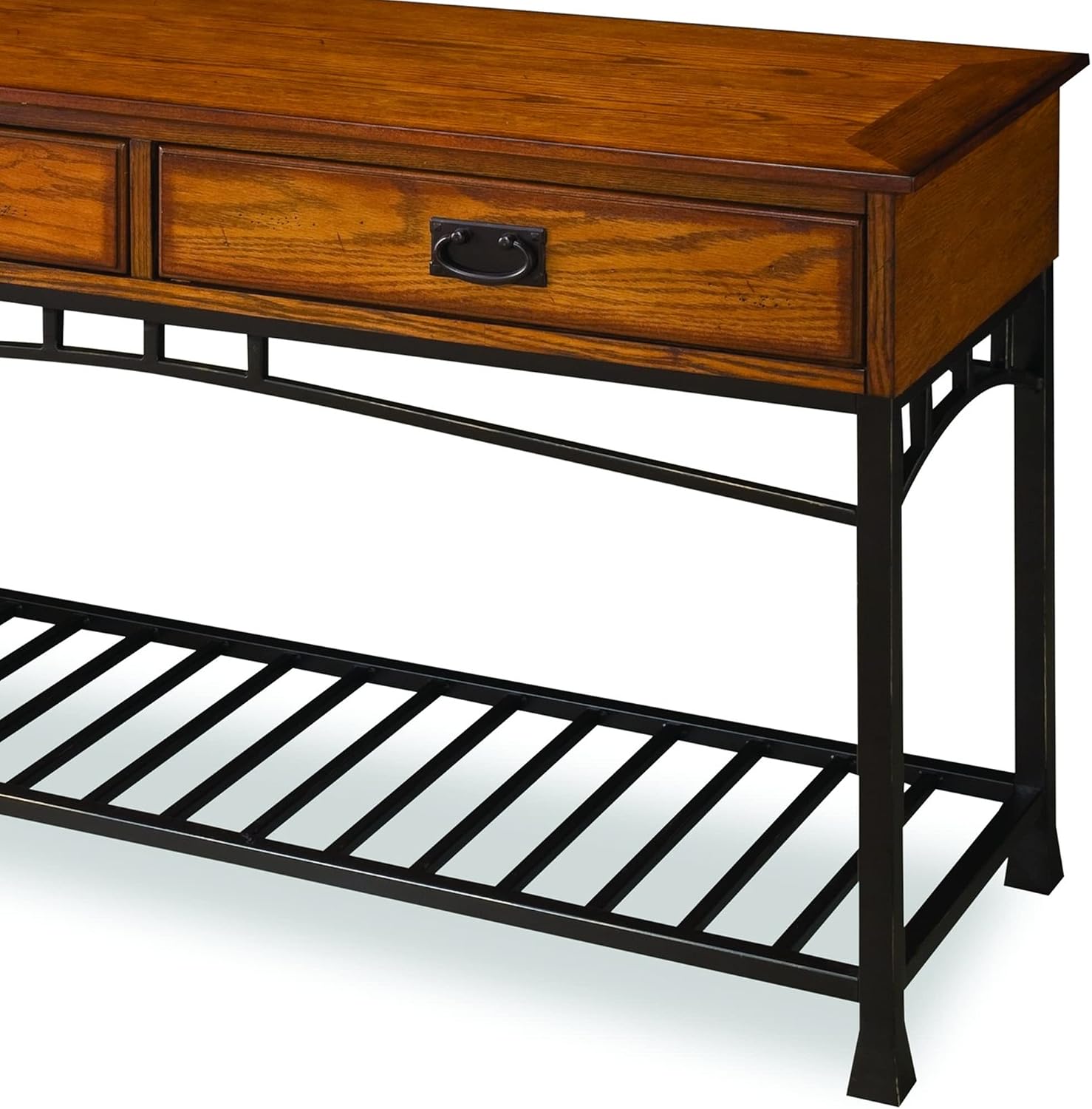 Modern Craftsman Distressed Oak Sofa Table by Home Styles 16D x 44.5W x 20H in