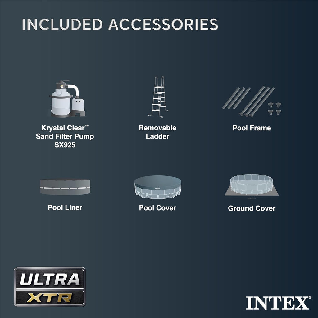 Intex Above Ground Swimming Pool Set, Ultra XTR 14' x 42' Round Frame Bundled with OptiFlow Premium Pure Silica Filter Pool Sand, 50 lb Bag