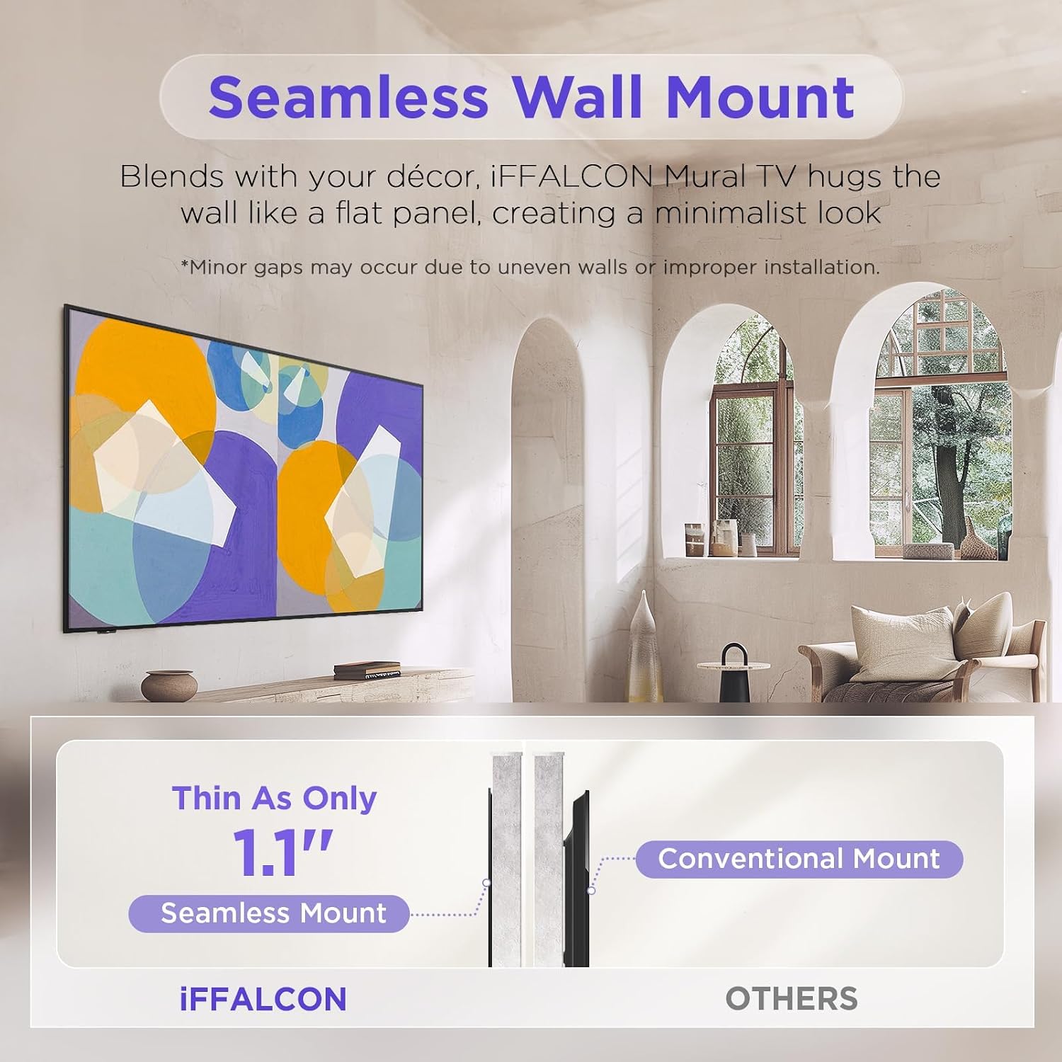 iFFALCON 75-Inch Class QLED 4K Smart TV, Ultra-Slim Picture Frame TV, 144Hz, HDR, Art Mode w/AI Art, Wide Color Gamut, Dolby Vision IQ, Dolby Atmos, Google Assistant Voice Remote(75F75, 2025 Model)