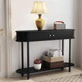 ARTPOWER 47.2' Modern Entryway Table with Wood Tambour Door, Accent Behind Couch Sofa Console with Storage, Fluted Side Table for Hallway, Living Room, Foyer, Black