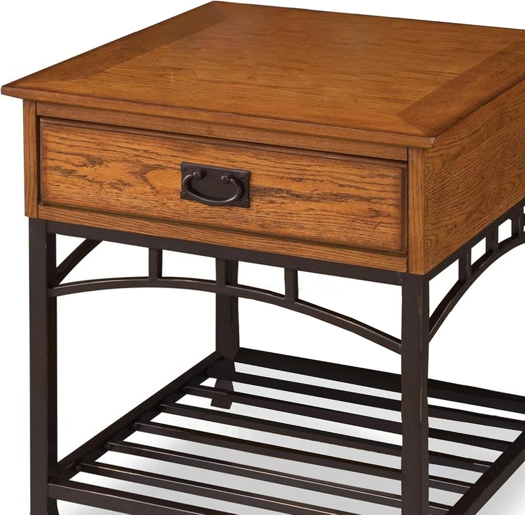 Homestyles Modern Craftsman Distressed Oak End Table