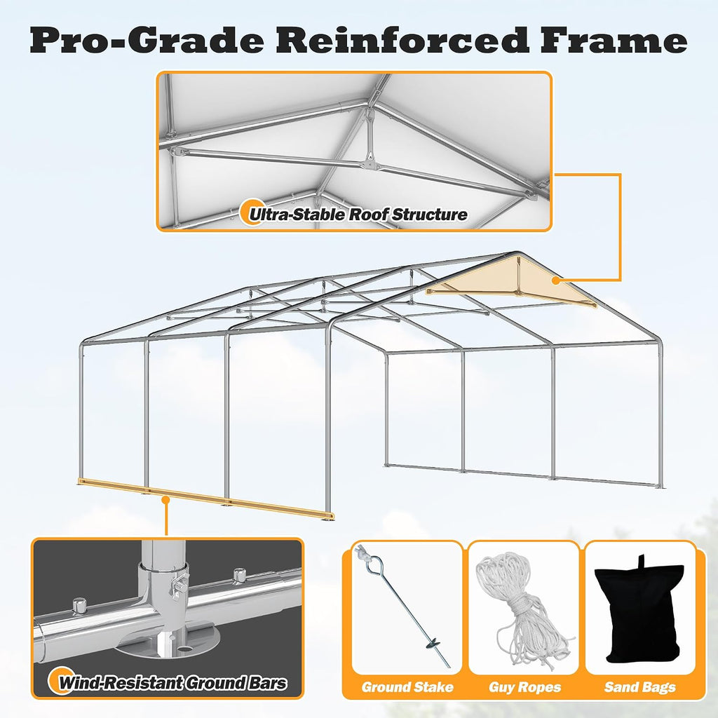 20 x 20Ft Party Tent Heavy Duty, Outdoor Wedding Tent with Removable Sidewalls, Event Gazebo Shelters Canopy for Party