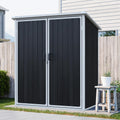 5x3 Resin Outdoor Storage Shed with Floor, Vertical Plastic Storage Cabinet with Lockable Doors, All-Weather Garden Tool Shed for Bikes and Patio Furniture (Black)