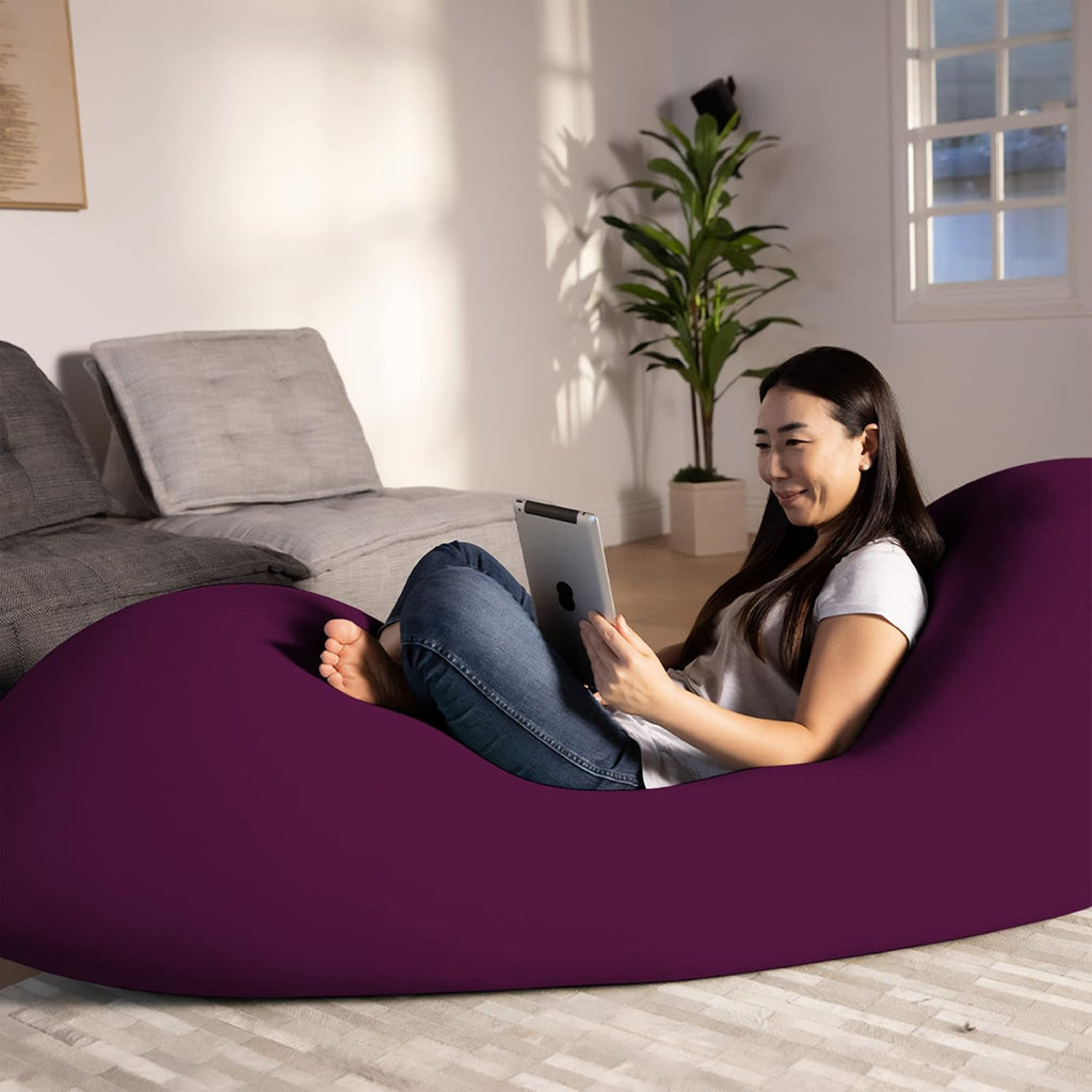 Yogibo Max 6 Foot Giant Bean Bag Chair Bed Lounger for Adults, Kids and Teens with Filling, Extra Large, Oversized, Big, Huge, Plush, Sensory Beanbag Couch Sofa Sack, Washable Cover, Purple