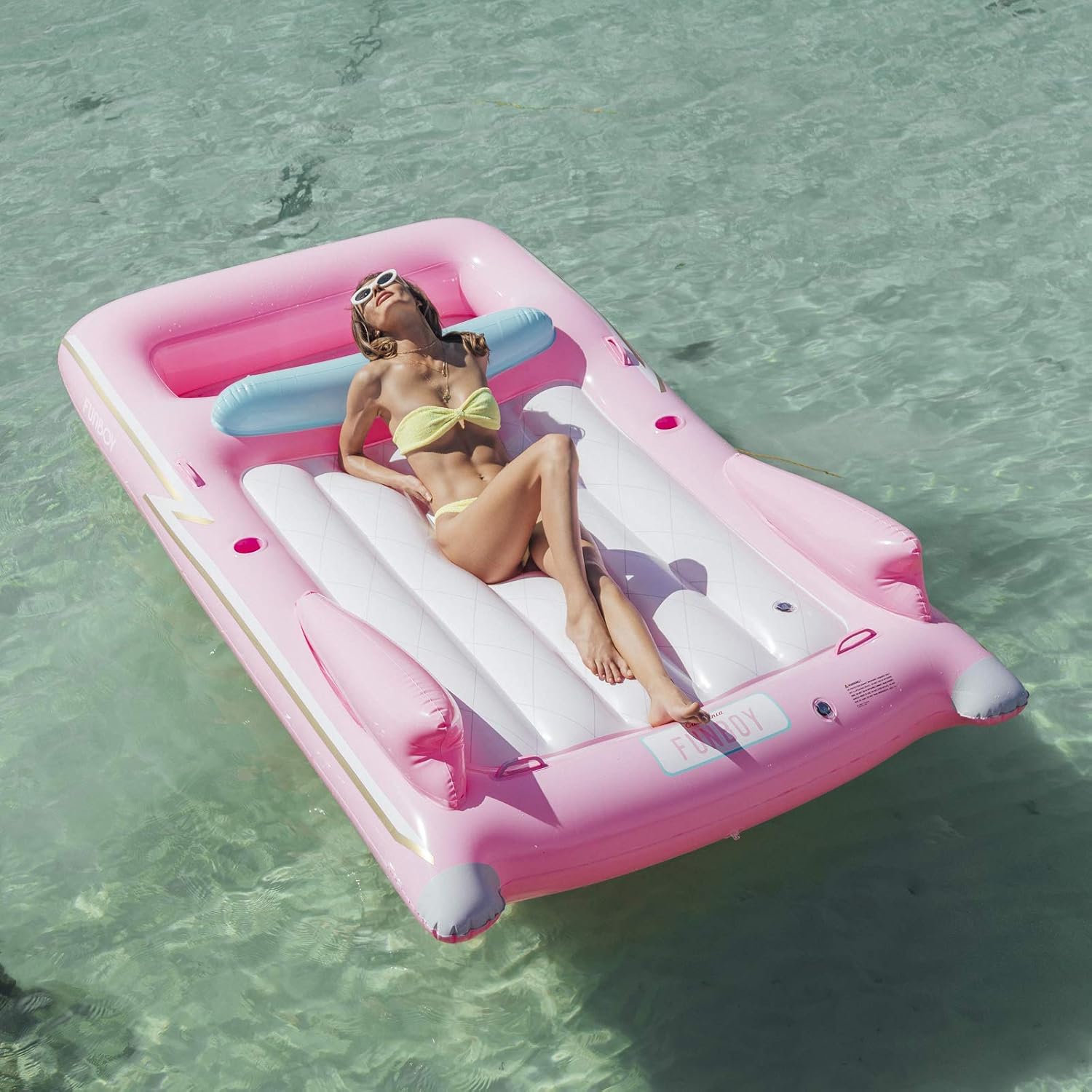 FUNBOY & Malibu Barbie Luxury Inflatable Golf Cart Summer Pool Float + FUNBOY Giant Inflatable Luxury Pink Retro Convertible Classic Sports Car Pool Float