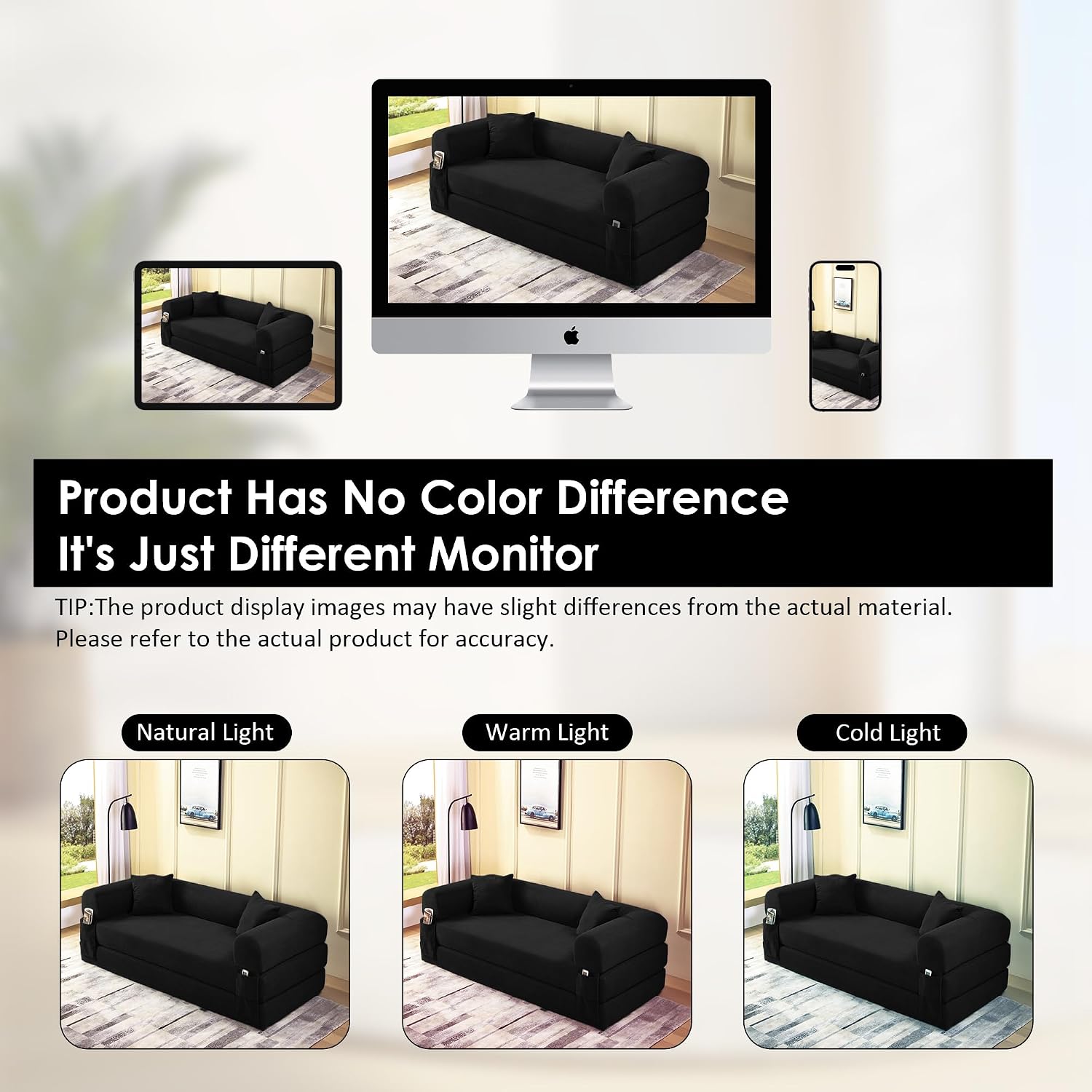 80' Convertible Sofa Bed, Corduroy Deep Seat Folding Pull Out Couch with Pillows, No Assembly Modern Boneless Couch Compression Sofa in Box, Floor Sofa with Storage Pocket for Living Room,Black