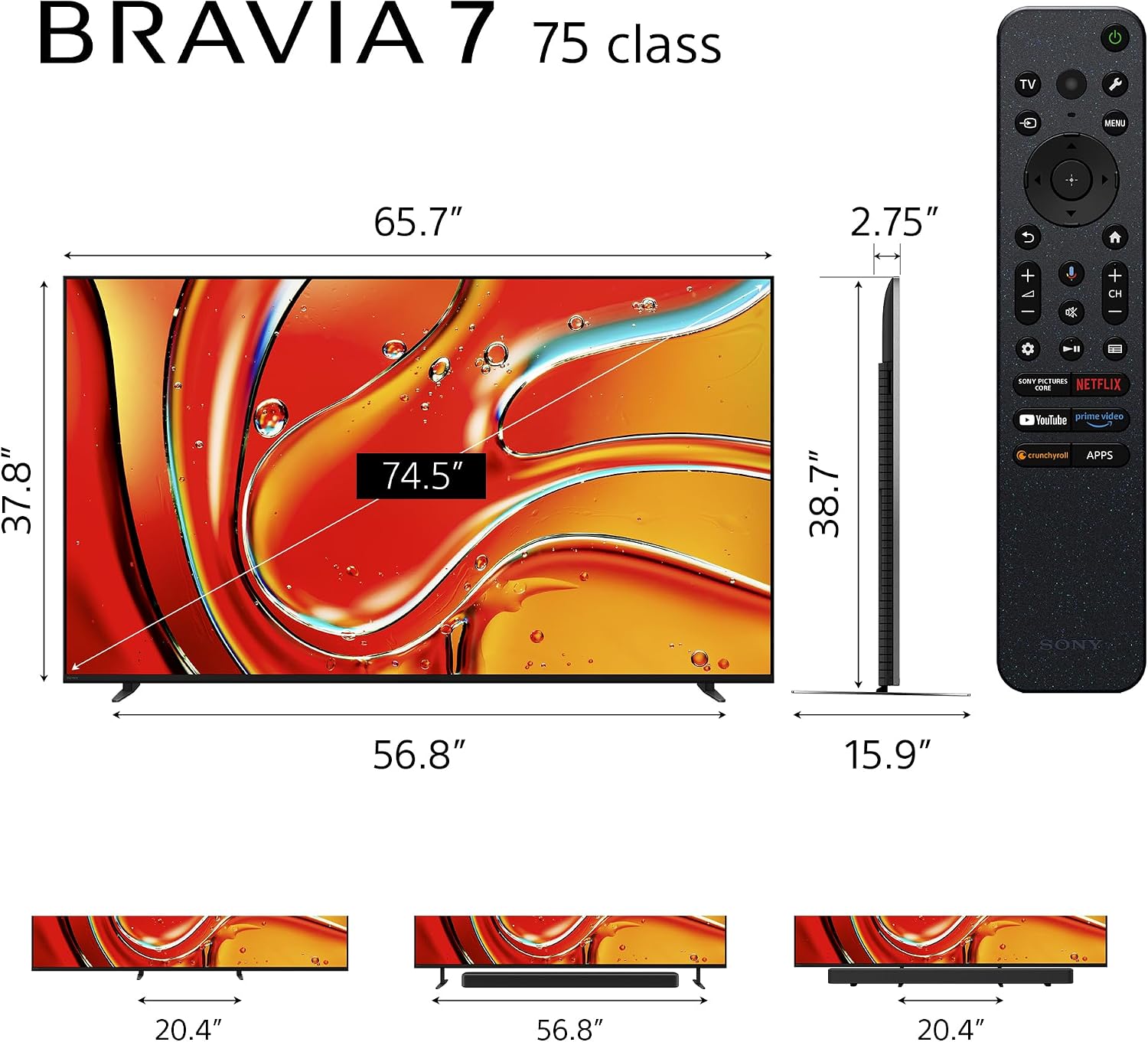 Sony K75XR70 75 Inch 4K Bravia LCD Mini LED Full Array HDR Google TV with 2 Year Amber Protection Plan (2024)