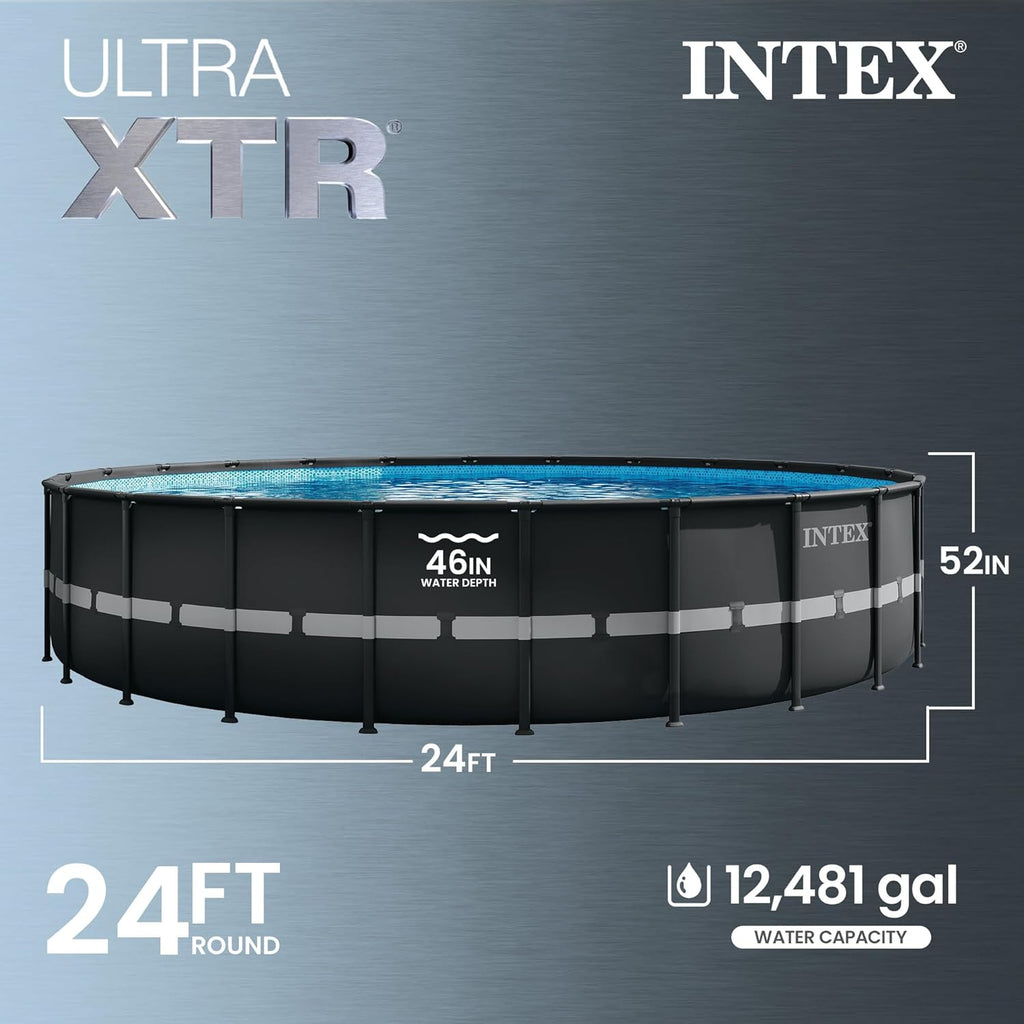 INTEX 26339EH Ultra XTR 24ft x 52in Above Ground Swimming Pool Set with Sand Filter Pump and Deluxe Automatic Vacuum Cleaner.