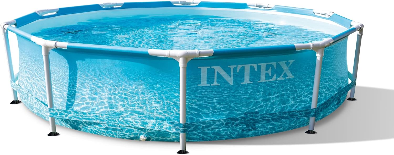 INTEX 28207EH Beachside Metal Frame Above Ground Swimming Pool Set: 10ft x 30in – Includes 330 GPH Cartridge Filter Pump – Puncture-Resistant Material – Rust Resistant – 1185 Gallon Capacity