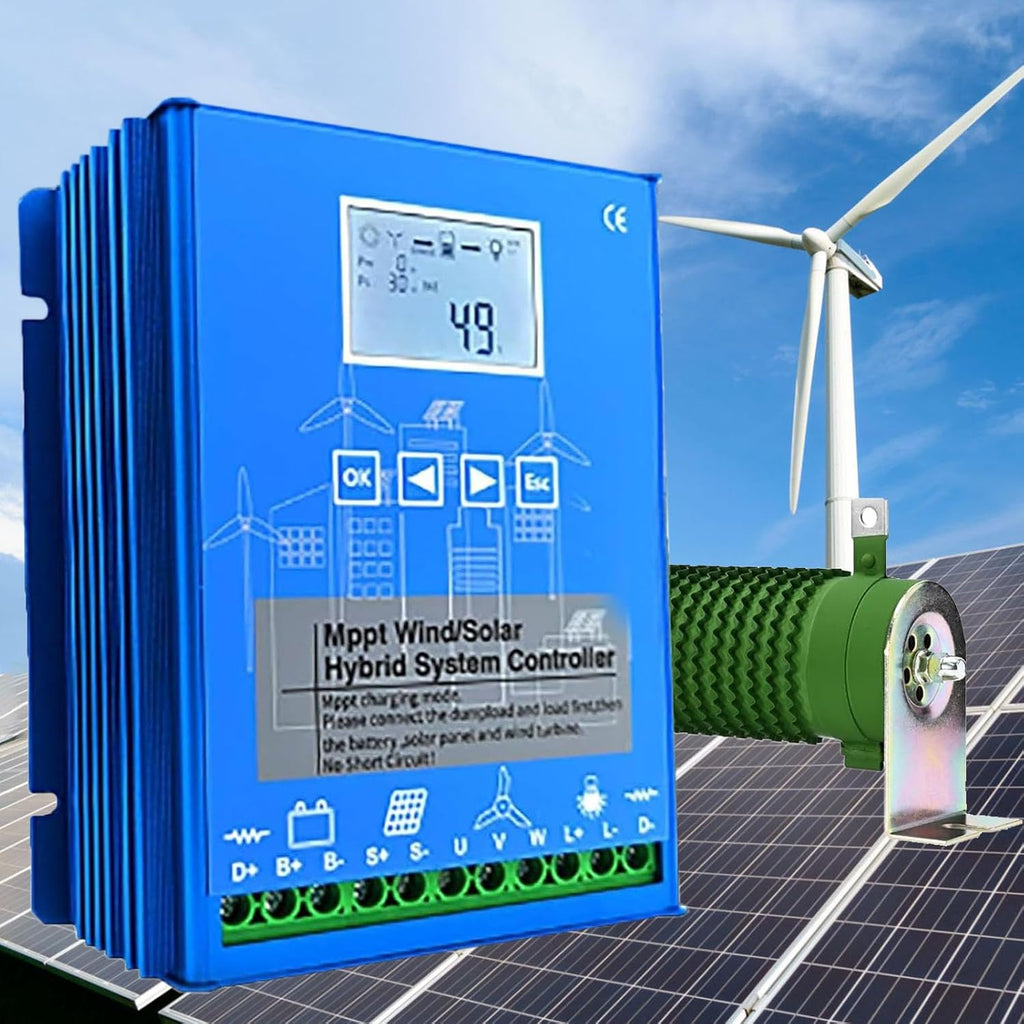 Wind Solar Hybrid Charge Controller 12000W Wind Solar Turbine Generator Controller with Dump Load, 12V/24V/48V Automatic Controller for Home, Boat, Street Light,12V
