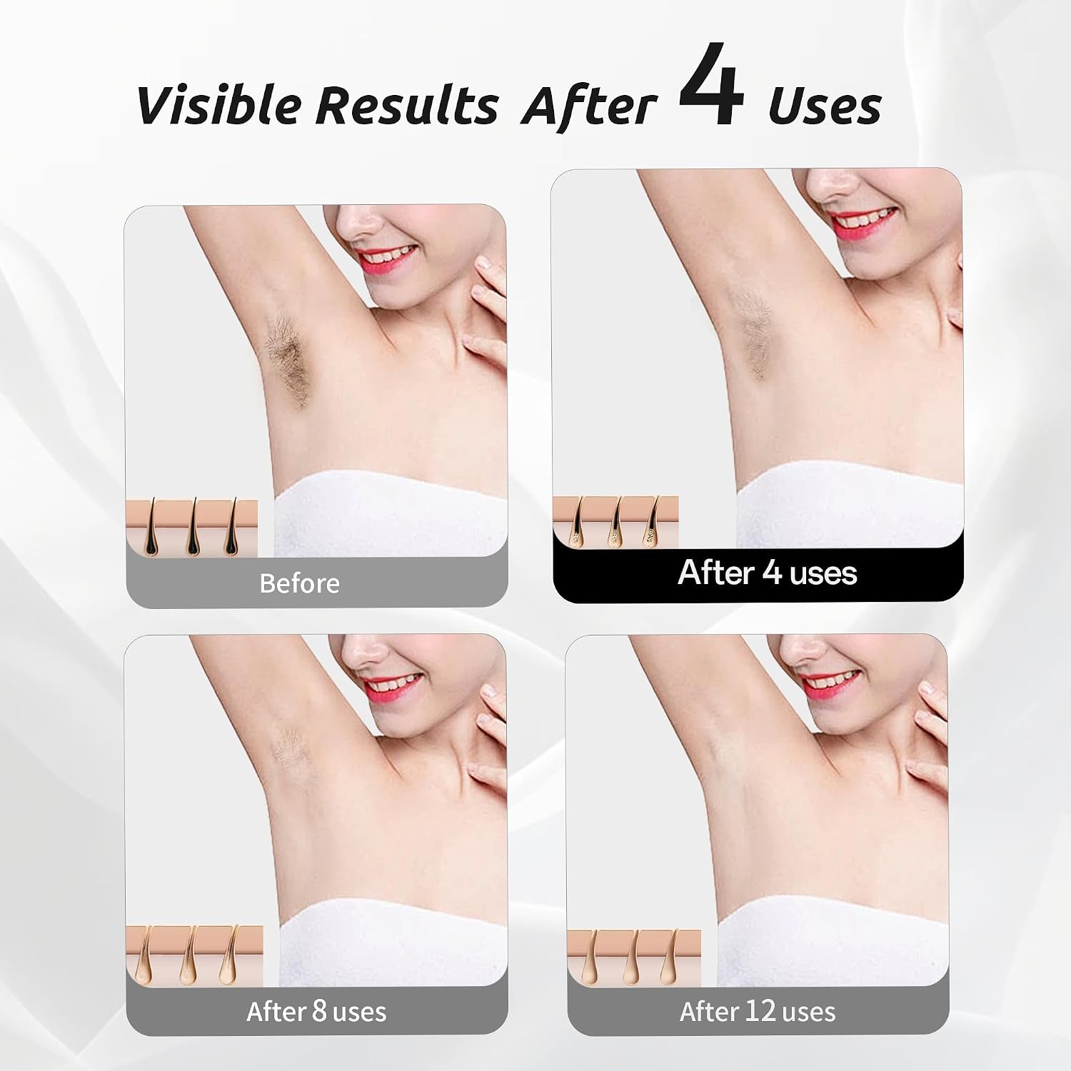 Laser Hair Removal Device for Women and Men, IPL Painless Sapphire with 40F Ice-Cooling System, Safe, Long-Lasting Hair Removal for Home, Face, Legs, Back, Bikini Line