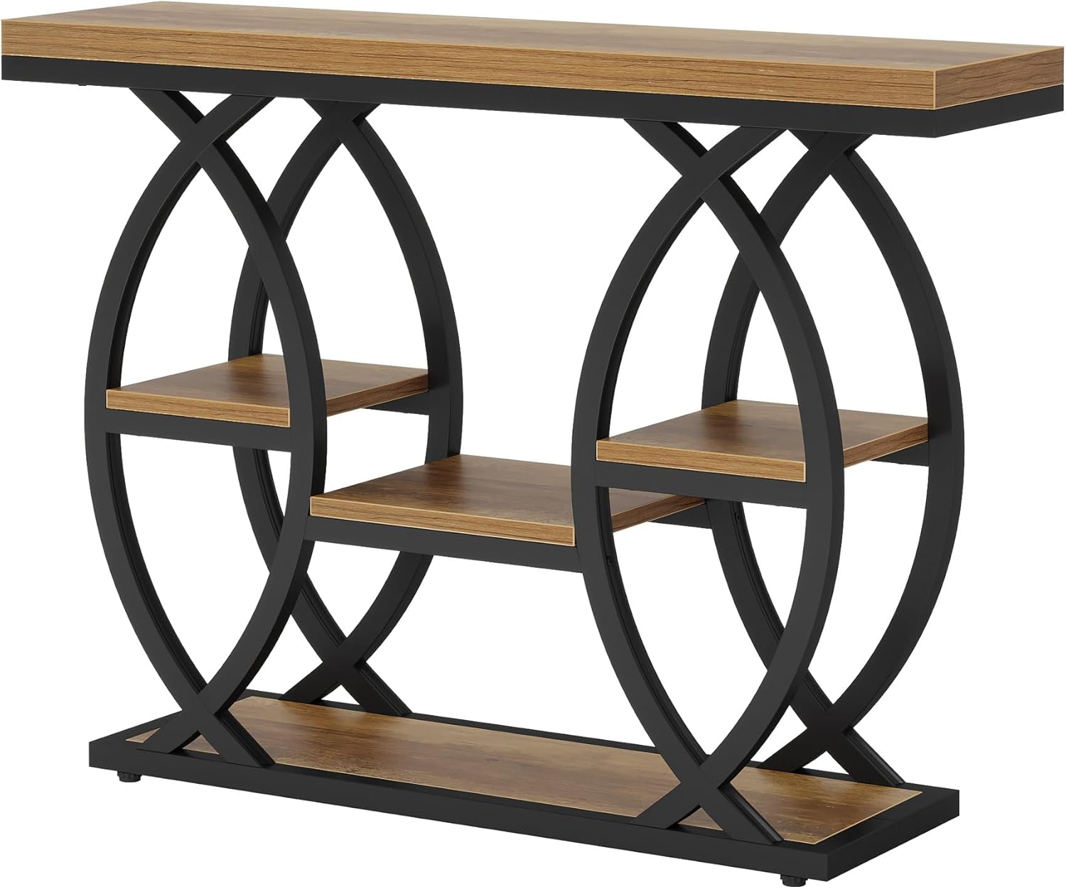 Tribesigns 39.4' Console Table, Industrial 4-Tier Sofa Table Entryway Table with Storage Shelves, Narrow Wood Accent Tables with Metal Frame for Small Spaces, Hallway, Foyer, Brown