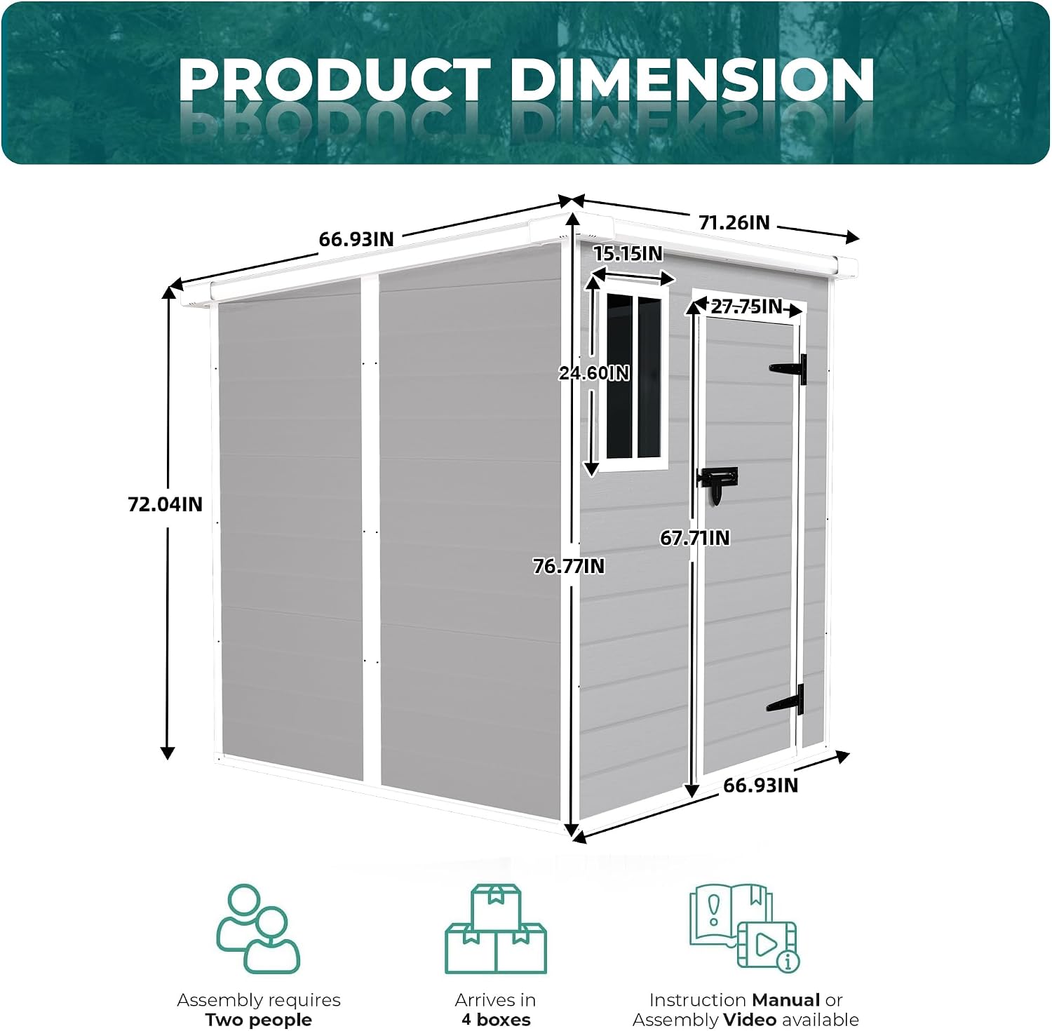 6x6 FT Resin Storage Shed, Waterproof Plastic Storage Shed with Floor & Window, All Weather Outside Tool Storage Cabinet with Lockable Doors and Vents for Bike, Garden, Backyard Lawn, Light Grey