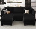 Belffin Modular Sectional Sofa with Double Chaise Velvet U Shaped Sofa Reversible Sectional Couch with Storage Black