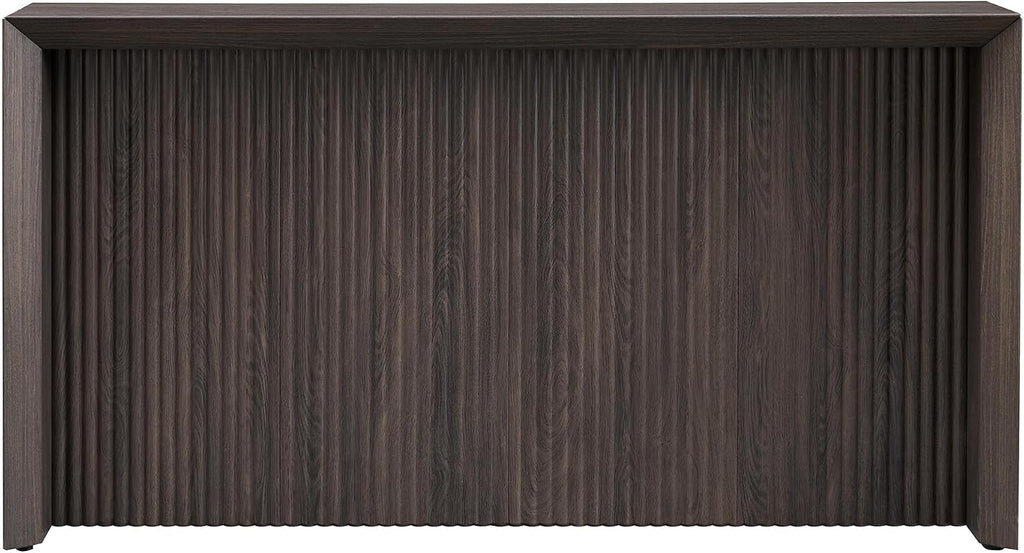 Henn&Hart 56' Fluted Rectangular Console Table Ribbed Entryway Table, Sofa Table for Entryway, Living Room, Couch, Hallway, or Office, Rich Brown