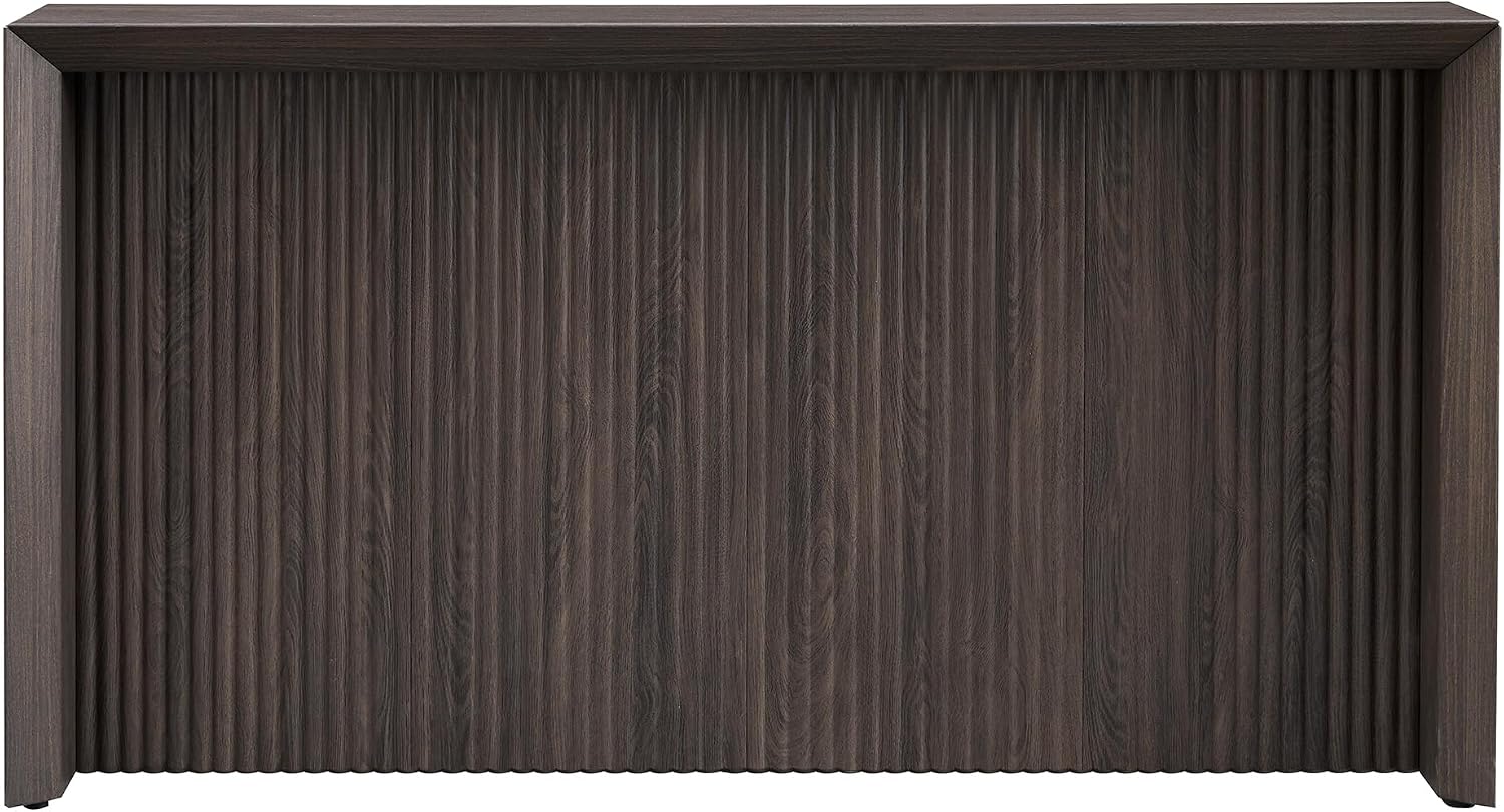 Henn&Hart 56' Fluted Rectangular Console Table Ribbed Entryway Table, Sofa Table for Entryway, Living Room, Couch, Hallway, or Office, Rich Brown
