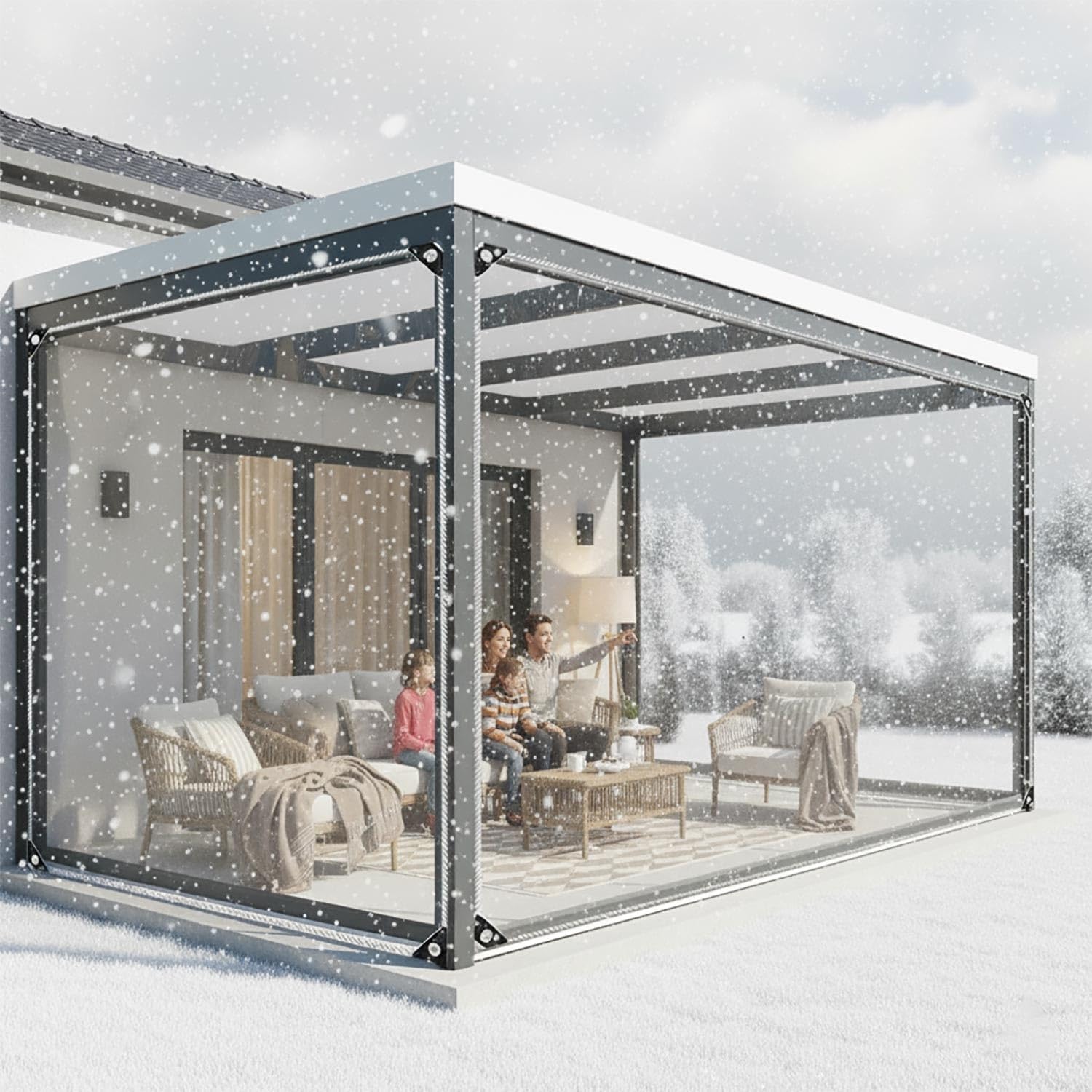 Clear Tarps 0.35mm Heavy Duty Tarp Waterproof Tarpaulin Cover, Windproof Plastic Tarp with Grommets, Outdoor Rainproof Covering for Pergola 3 ft to 20 ft(7x20ft)