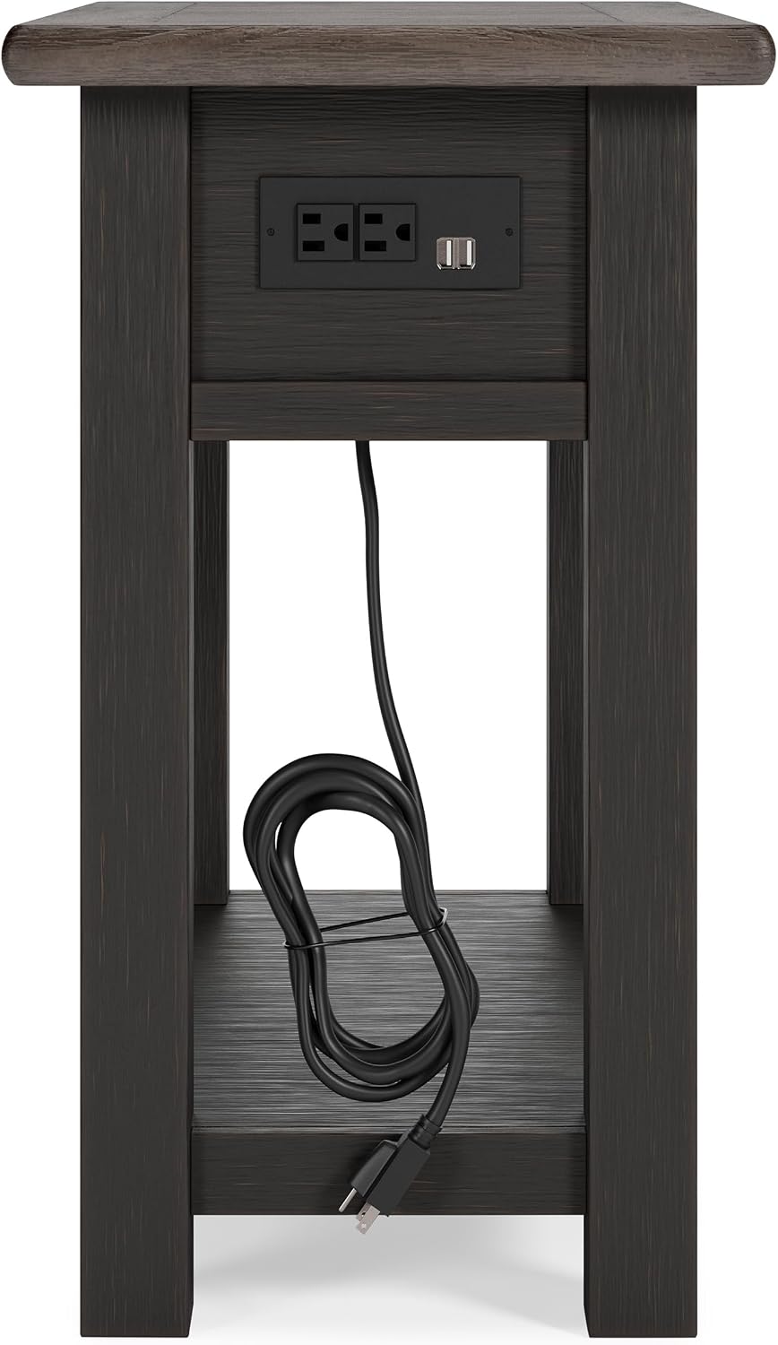 Signature Design by Ashley Tyler Creek Chair Side End Table, Plank-styled Top, Smooth-gliding Drawer, Wood, 14.13' W x 24.13' D x 24.13' H, Light Brown & Whitewash