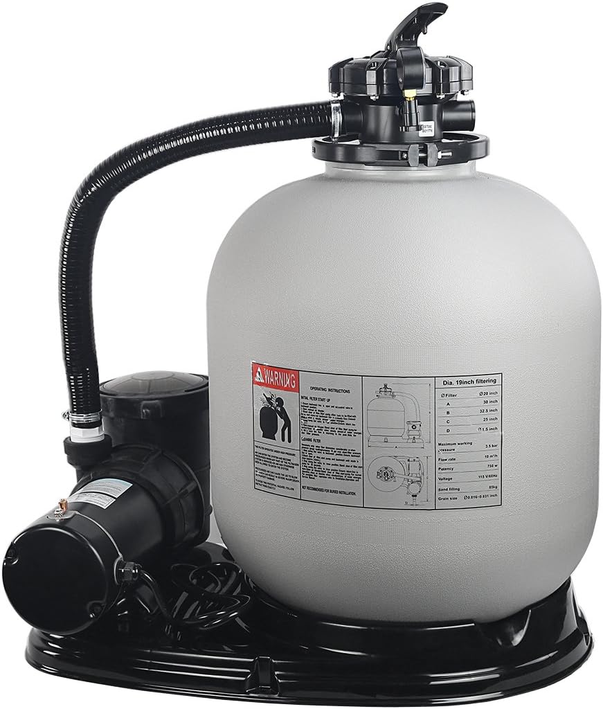 XtremepowerUS 19' Sand Filter with 1.5HP Pool Pump High Flow 4,500GPH for Above Ground & Inground Swimming Pool Media System up to 18,000 Gallons Pool High Flow