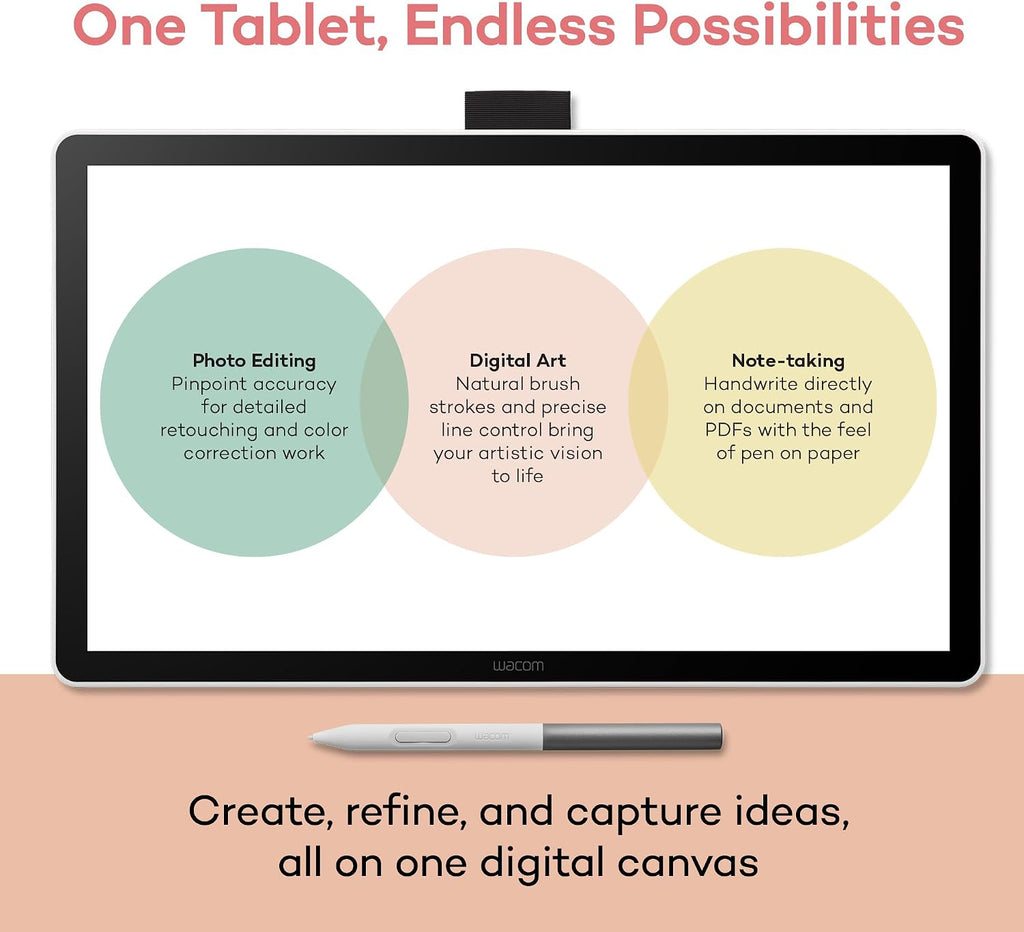 Wacom One 14 Drawing Tablet with Screen, 14' HD Full-Laminated Digital Art Tablet with Creative Software and Training, Graphics Drawing Pad for Mac and Windows