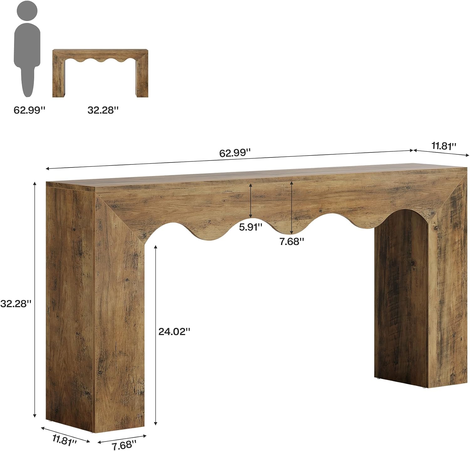 Tribesigns 63' Farmhouse Console Table, Wooden Couch Table Behind Sofa with Storage, Long Entryway Sofa Station, Narrow Console Stand with Base, Hallway Stand for Entryway, Living Room