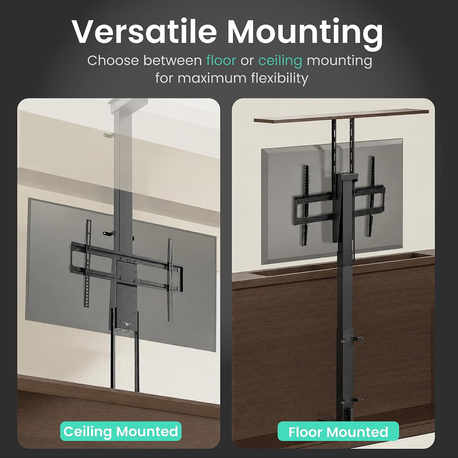 ynVISION.DESIGN Motorized TV Lift & Ceiling Drop Down Mount for 43-88 Inch TVs - 47in Travel Distance - RF Remote & WiFi Voice Control - Floor/Ceiling Installation - Max VESA 600x400, 132 lb Limit