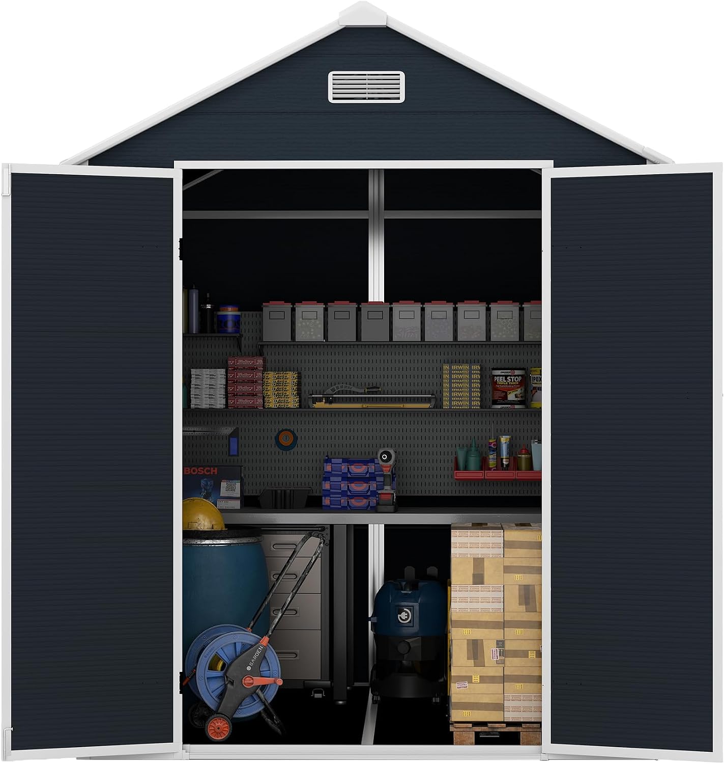 Campcraft 6x6ft Outdoor Storage Shed, Heavy-Duty Resin Plastic Garden Shed with HD Window, Waterproof UV-Resistant Tool Shed for Backyard, Patio & Lawn Equipment 12mm Thick PP Walls (6 x 6 ft)