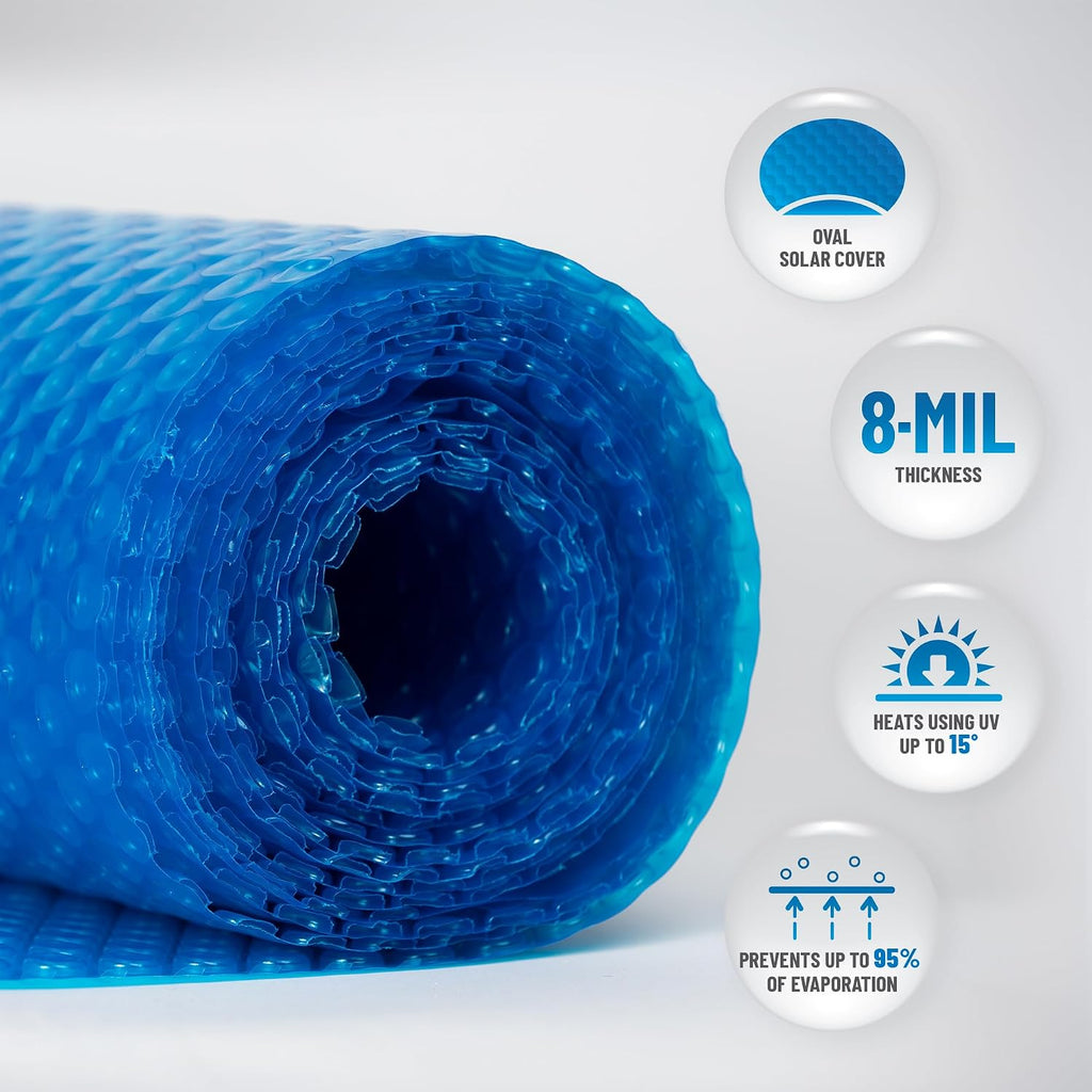8-mil Solar Blanket for Oval 18-ft x 33-ft Above-Ground Pools – Blue