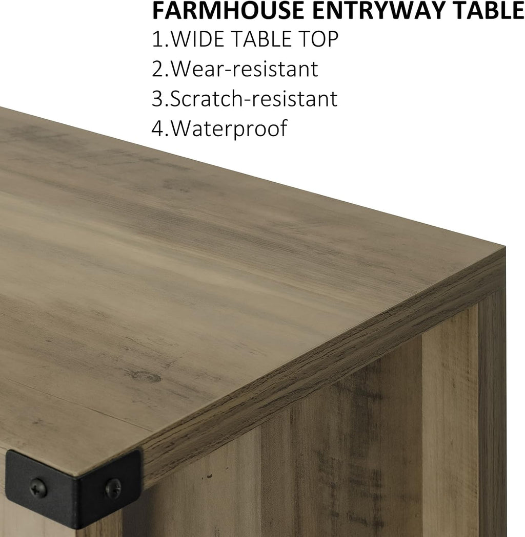 Mufico Sofa Table Console Table,Coffee Bar Cabinet,31.5 L x 13.8 D x 34.65 H Entryway Table with 2 Storage Cabinets,Farmhouse Foyer Table,Buffet Sideboard for Kitchen,Hallway (Rustic Brown)