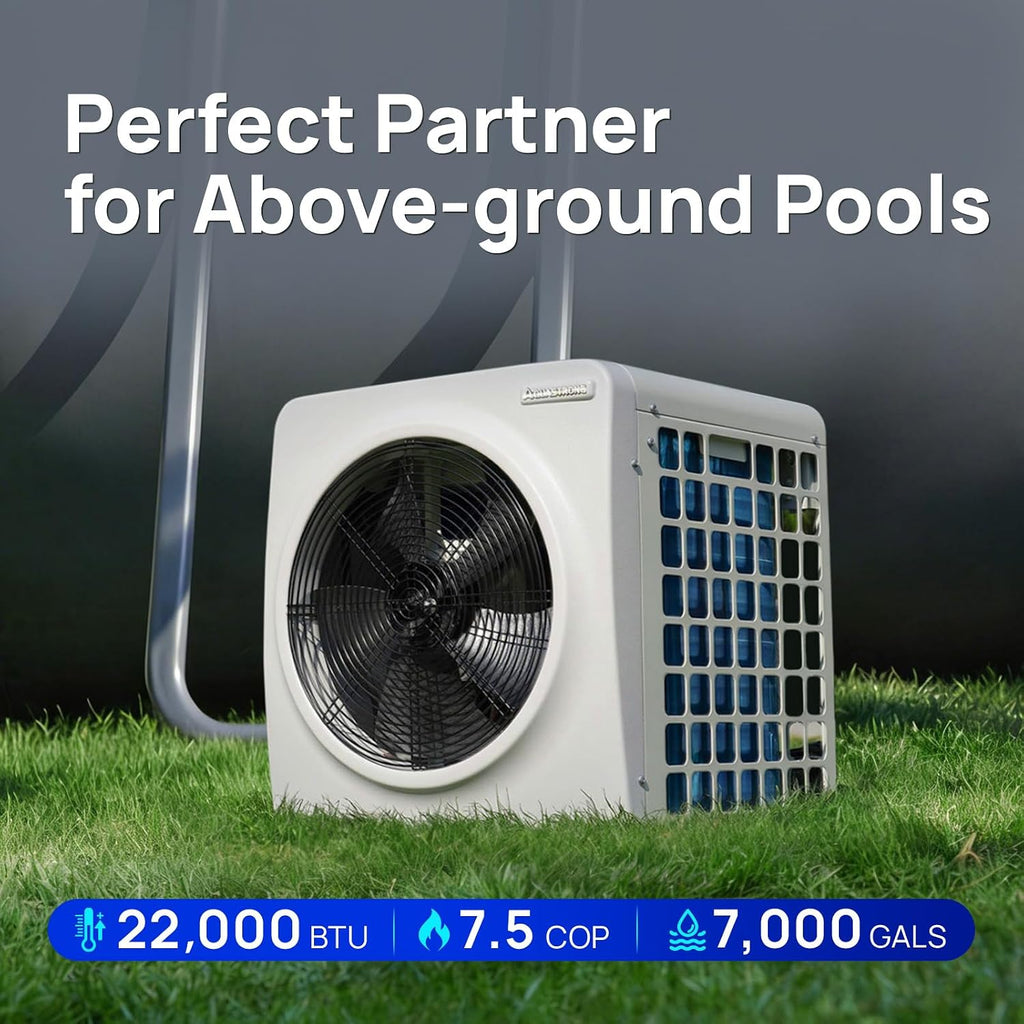 AQUASTRONG Inverter Swimming Pool Heat Pump,Pool Heater for Above Ground and Inground Pool Heating Smart WiFi Control and Cooling Pool Heater Pools Up to, 7000 Gallons