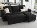 Belffin Sectional Sleeper Sofa with Pull Out Couch Bed Modular Sectional Sofa with Storage Velvet L Shaped Couch Sleeper Bed Black