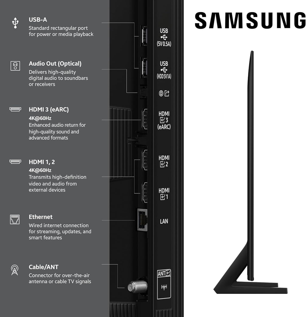 Samsung QN43Q8FAAFXZA 43 Inch Class QLED Q8F 4K Vision AI Smart TV with an Austere 5S-PS4-US1 4-Outlet Power with Omniport USB (2025)