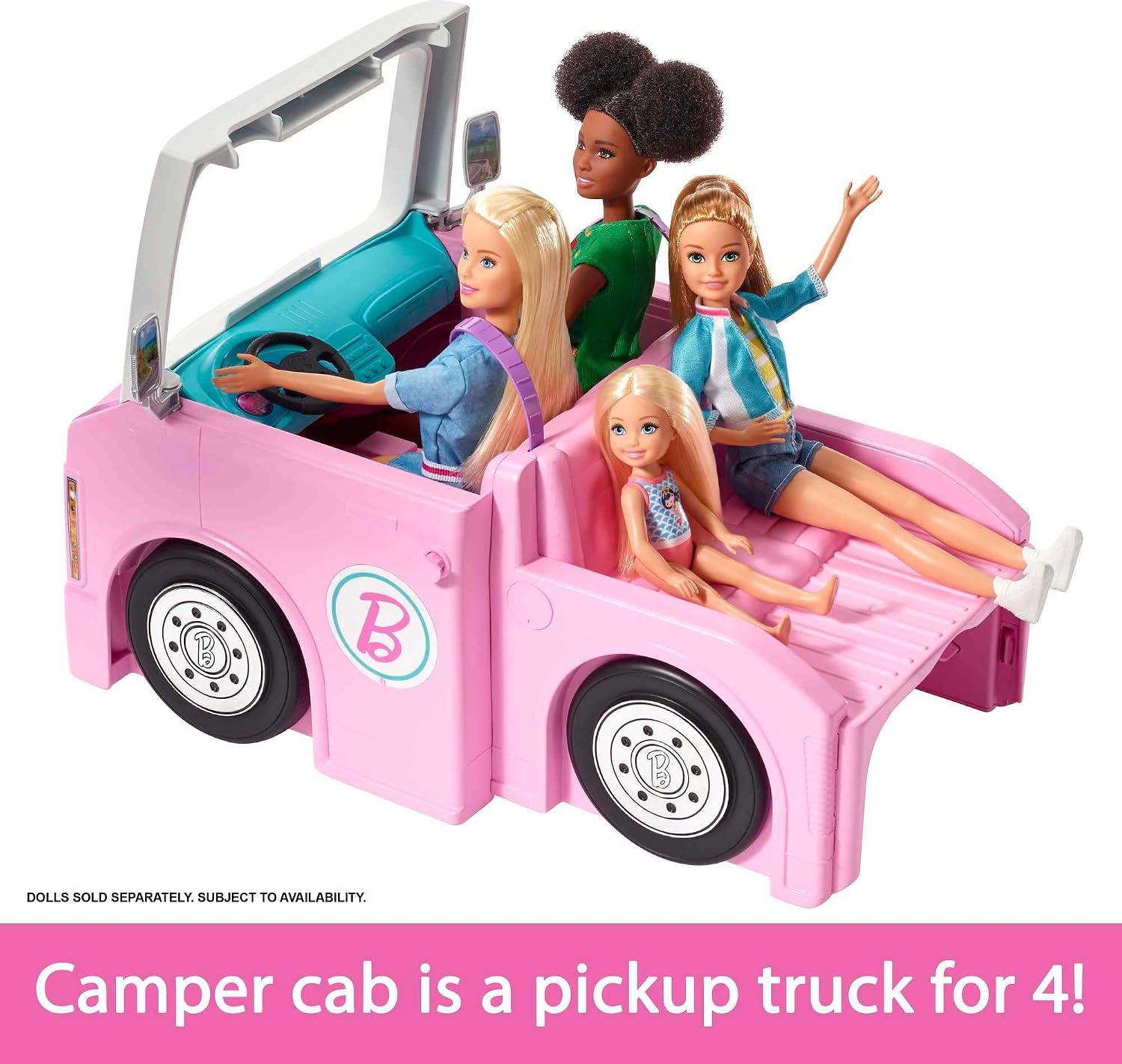 Barbie 3-in-1 DreamCamper Vehicle, Approx. 3-ft, Transforming Camper with Pool, Truck, Boat and 60 Accessories, Makes a Great Gift for 3 to 7 Year Olds