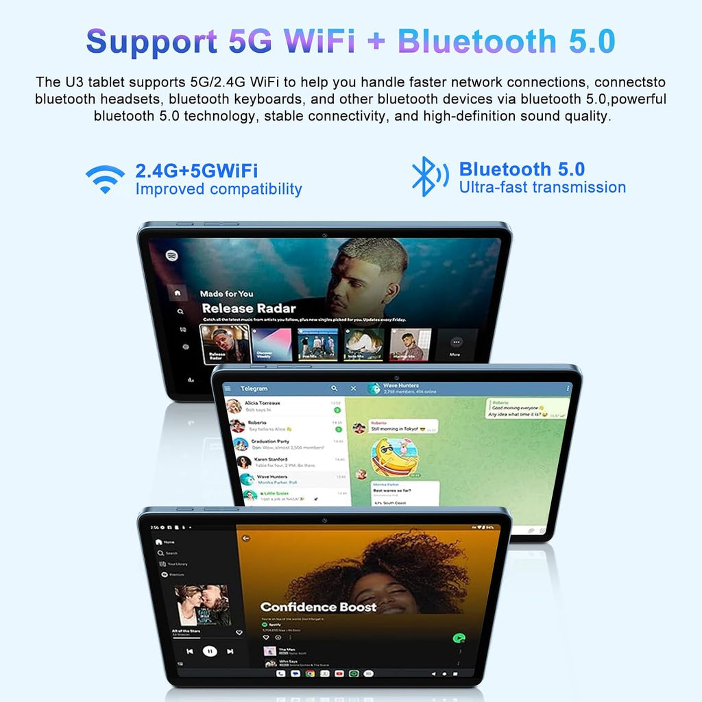 Tablet 10 inch Android 15 Tablets 30GB RAM 128GB ROM 1TB Expand, 8000mAh Octa-Core Tablets with Keyboard Mouse, HD IPS Display, Gemini AI, GPS, 5G WiFi, Widevine L1, Split-Screen - Metal Blue