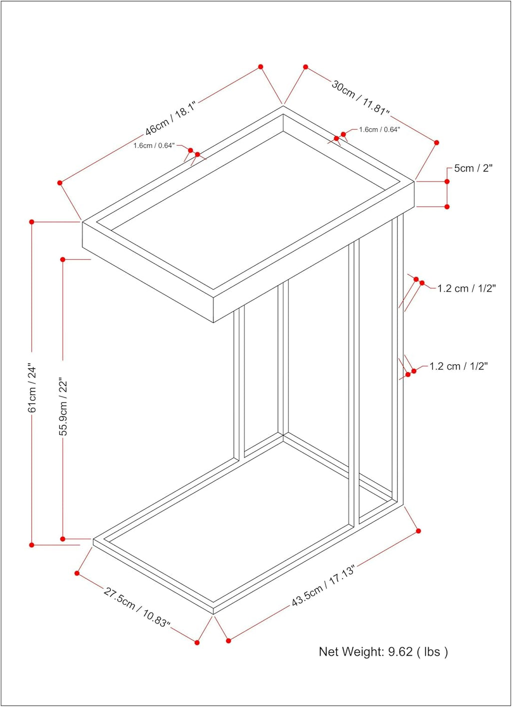 SIMPLIHOME Gallagher C Side Table - 12 inch Wide Solid Mango Wood and Metal Rectangular Accent Stand with Tray Top in Natural, Industrial Slide-Under Table for Living Room or Bedroom, Assembled