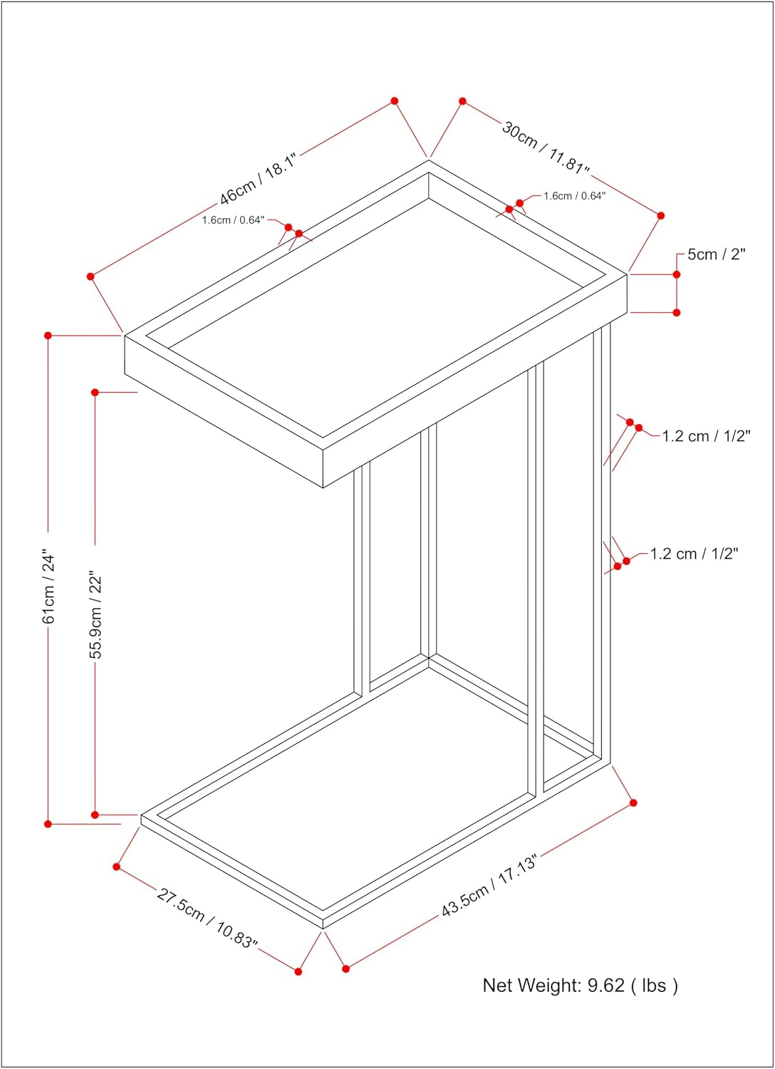 SIMPLIHOME Gallagher C Side Table - 12 inch Wide Solid Mango Wood and Metal Rectangular Accent Stand with Tray Top in Natural, Industrial Slide-Under Table for Living Room or Bedroom, Assembled