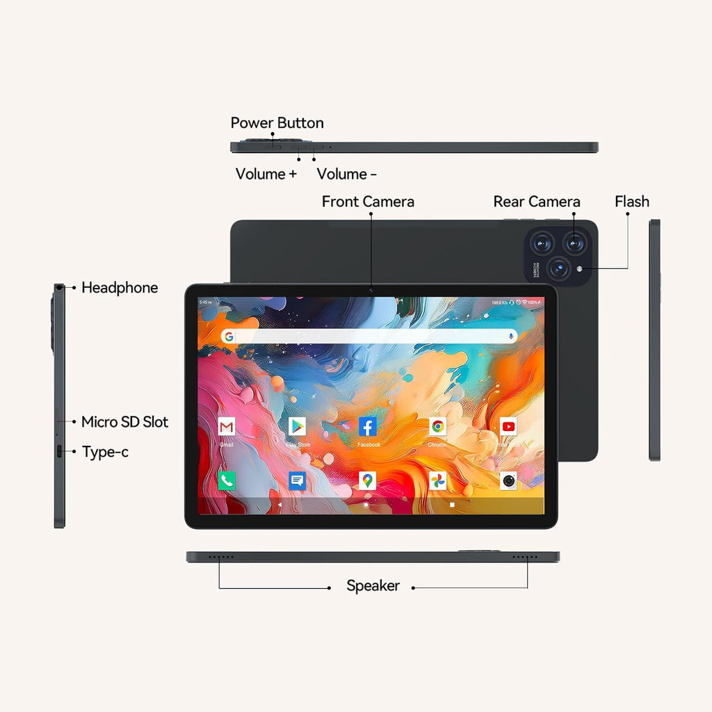 2026 Latest 11 Inch Tablet Android 15 Tablets with Octa Core Processor 16GB RAM 128GB ROM 1TB Expand Tablet with 7000mAh Battery, 21MP Camera, FHD Screen, GPS, 5G WiFi+2.4G WiFi, Deal Speaker, BT 5.0