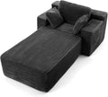 67' Oversized Chaise Lounge Chair Indoor with Ottoman and Double Side Pockets, Corduroy Deep Seat Couch, Boneless Couches for Living Room, No Assembly, Grey