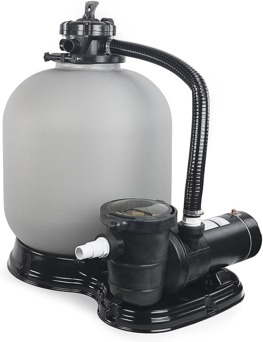 XtremepowerUS 4500GPH 19' Sand Filter with 1.5HP Above Ground Swimming Pool Pump Media System, 5-Way Valve Filter