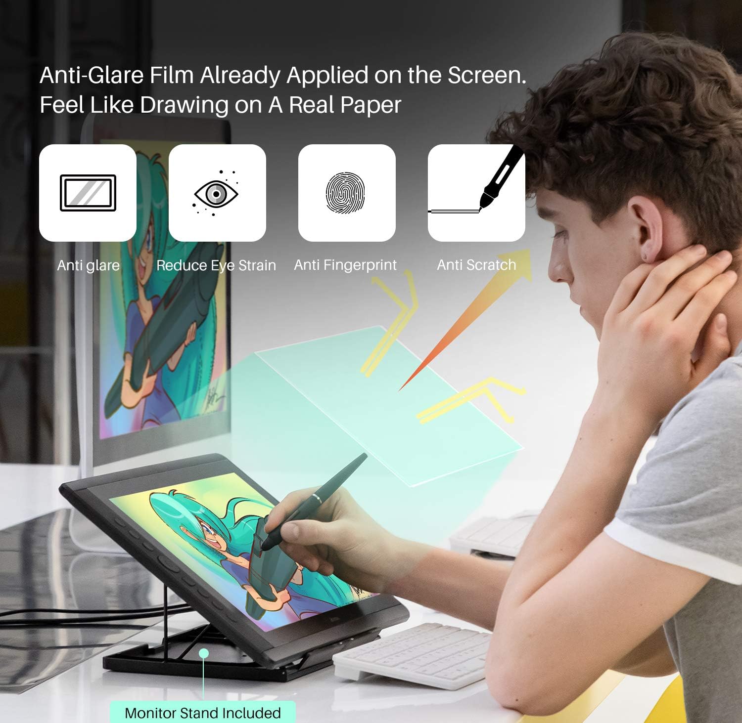 Artisul D16 15.6 Inch Drawing Tablet with Screen IPS Graphics Drawing Monitor Full Laminated Pen Display Battery-Free Stylus 8192 Levels Pressure Sensitive 7 Shortcut Keys A Dial for Windows, Mac