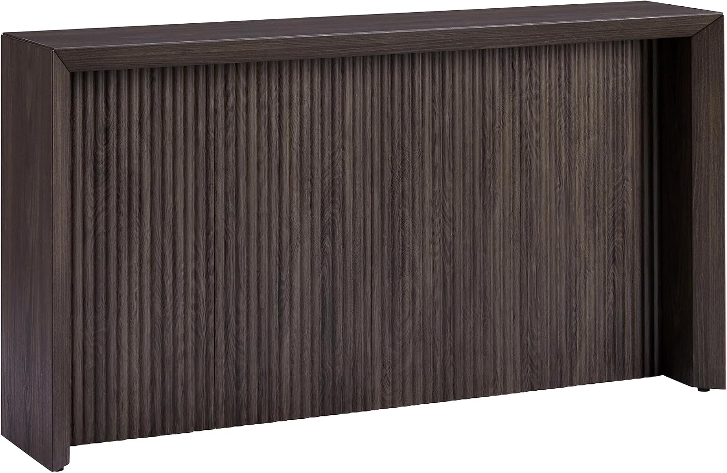 Henn&Hart 56' Fluted Rectangular Console Table Ribbed Entryway Table, Sofa Table for Entryway, Living Room, Couch, Hallway, or Office, Rich Brown