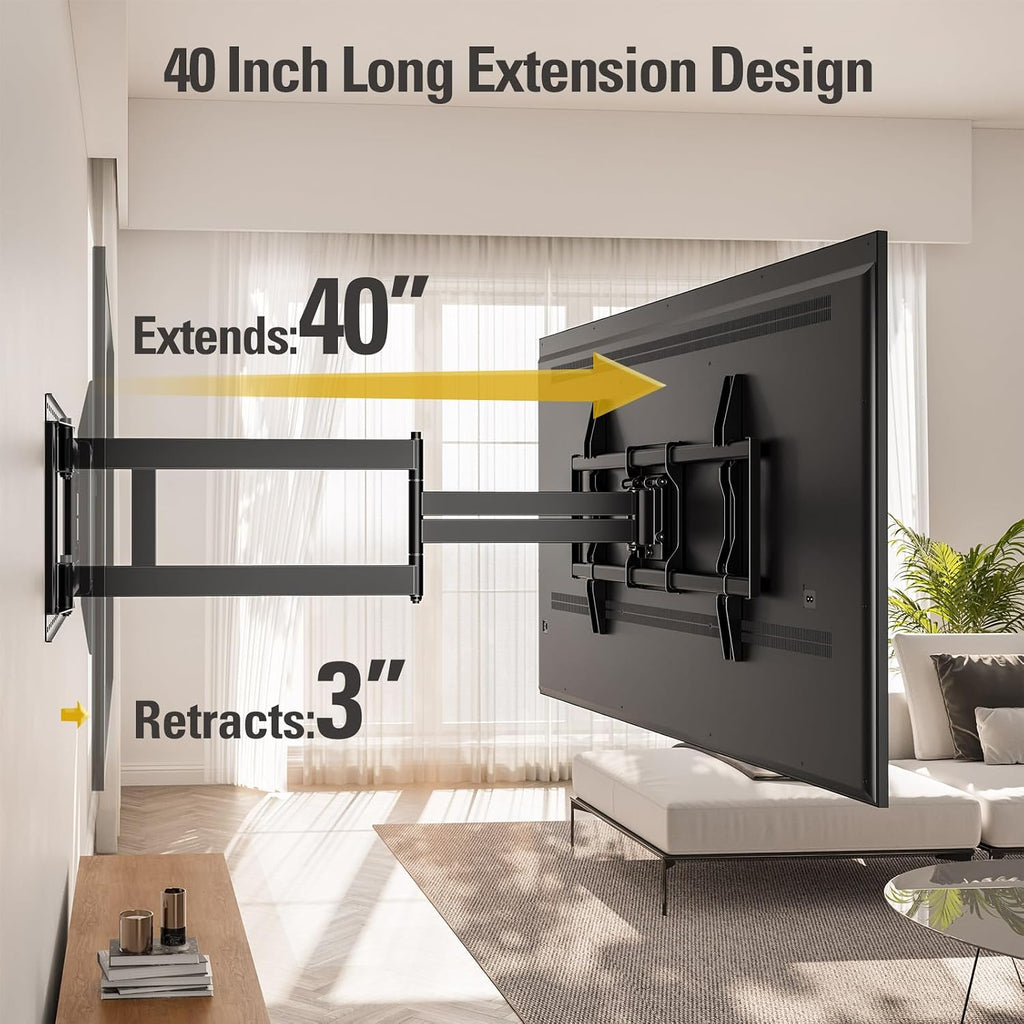 Mounting Dream Long Arm TV Wall Mount for 42-94 Inch TVs, 40'' Long Extension TV Mount Bracket with Swivel & Tilt, Full Motion Wall Mount Fits 16',18', 24' Studs, Max VESA 800x400mm, Up to 150lbs