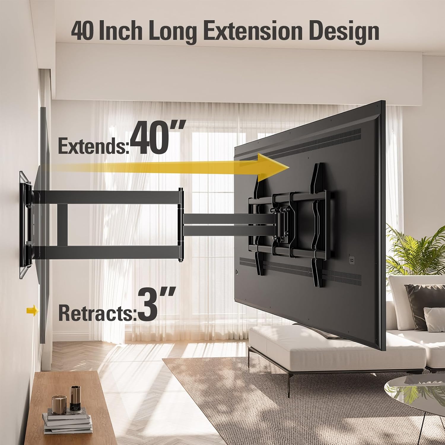 Mounting Dream Long Arm TV Wall Mount for 42-94 Inch TVs, 40'' Long Extension TV Mount Bracket with Swivel & Tilt, Full Motion Wall Mount Fits 16',18', 24' Studs, Max VESA 800x400mm, Up to 150lbs