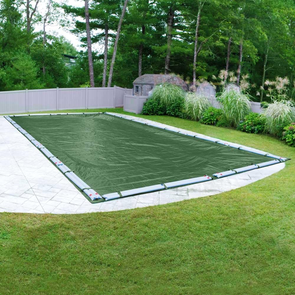 Pool Mate 25x45ft Green Winter Pool Cover for Inground Pools, 5ft Overlap (30x50ft Cover Size), Solid 13x11 Scrim, 3.6 oz/yd2, 20-Year Warranty, Style: 482545R-PM